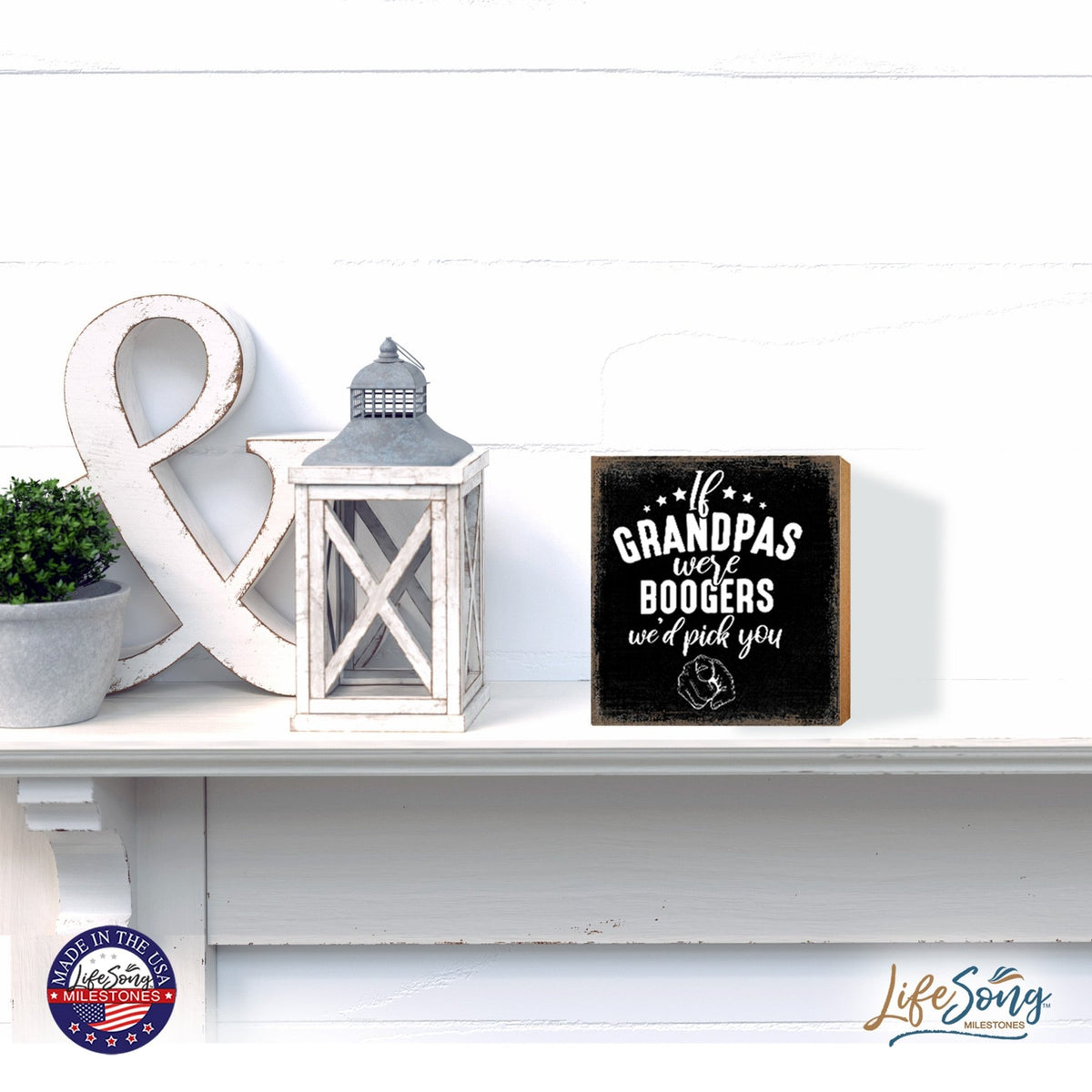 Wooden Table Top and Shelf Home Décor Gift for Grandfather - LifeSong Milestones