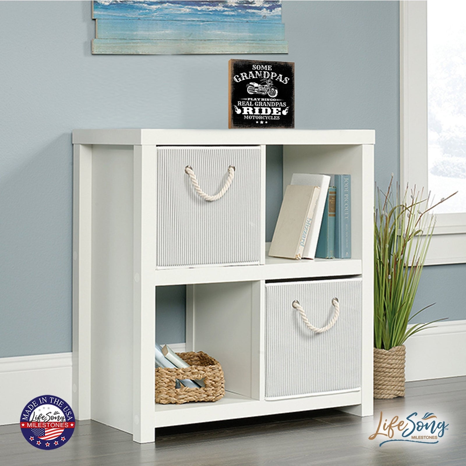 Wooden Table Top and Shelf Home Décor Gift for Grandfather - LifeSong Milestones