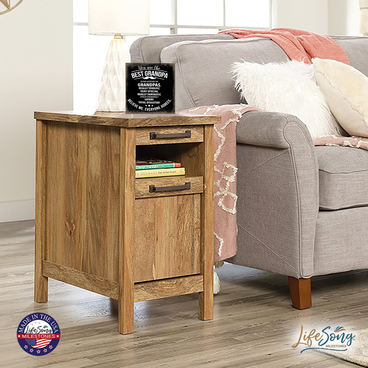 Wooden Table Top and Shelf Home Décor Gift for Grandfather - LifeSong Milestones