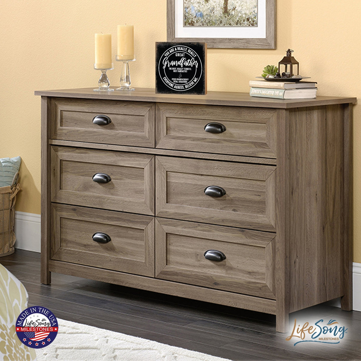 Wooden Table Top and Shelf Home Décor Gift for Grandfather - LifeSong Milestones