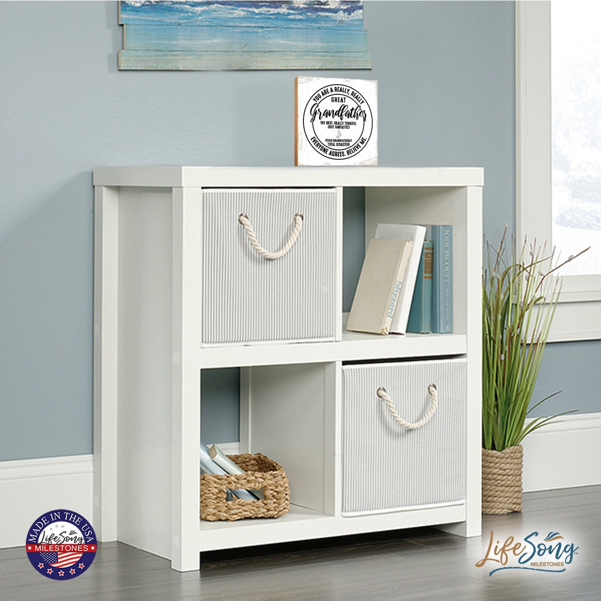 Wooden Table Top and Shelf Home Décor Gift for Grandfather - LifeSong Milestones