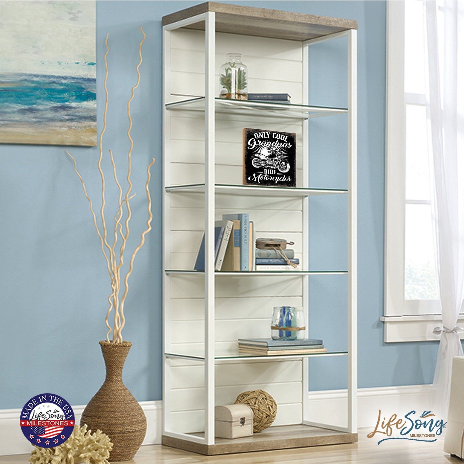 Wooden Table Top and Shelf Home Décor Gift for Grandfather - LifeSong Milestones