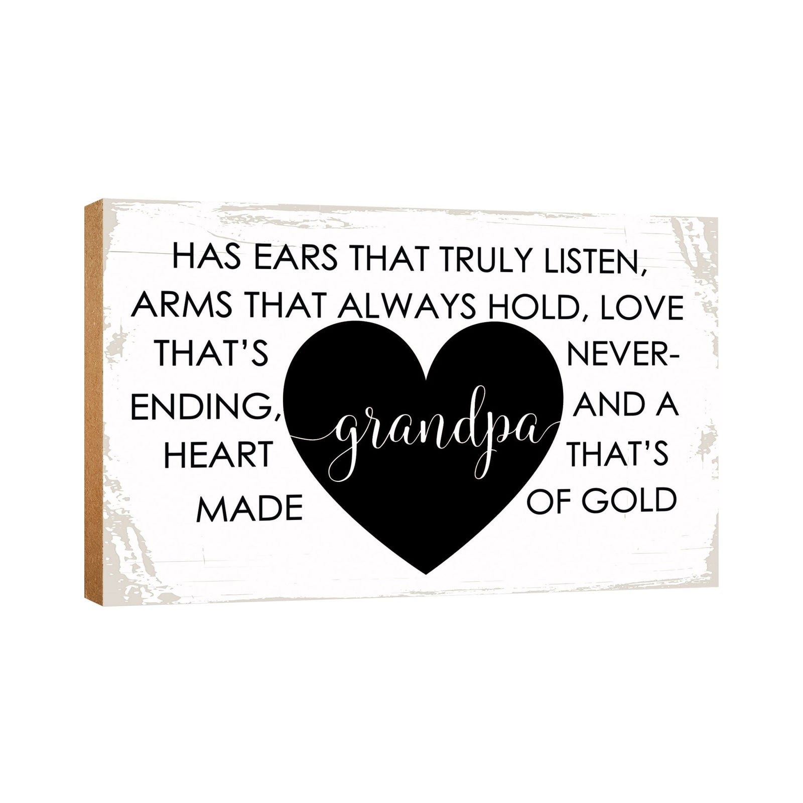 Wooden Table Top and Shelf Home Décor Gift for Grandfather - Has Ears That Truly Listen - LifeSong Milestones