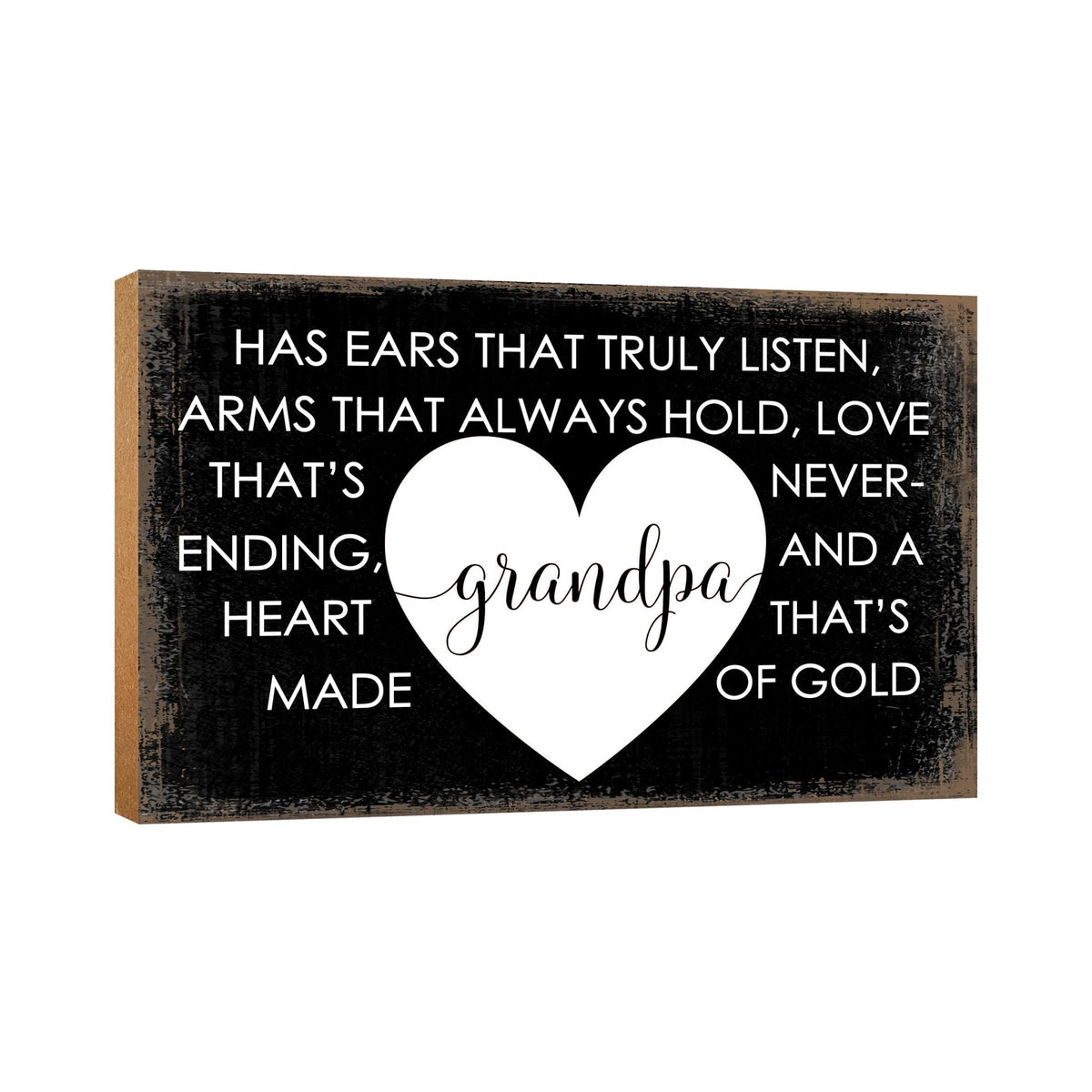 Wooden Table Top and Shelf Home Décor Gift for Grandfather - Has Ears That Truly Listen - LifeSong Milestones