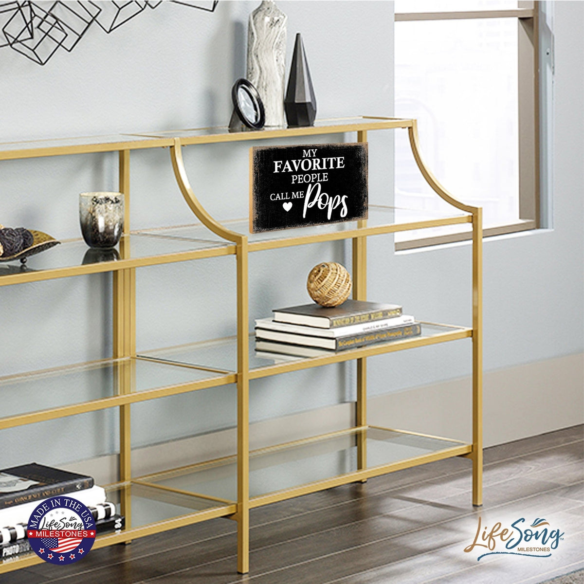 Wooden Table Top and Shelf Home Décor Gift for Grandfather - My Favorite People - LifeSong Milestones