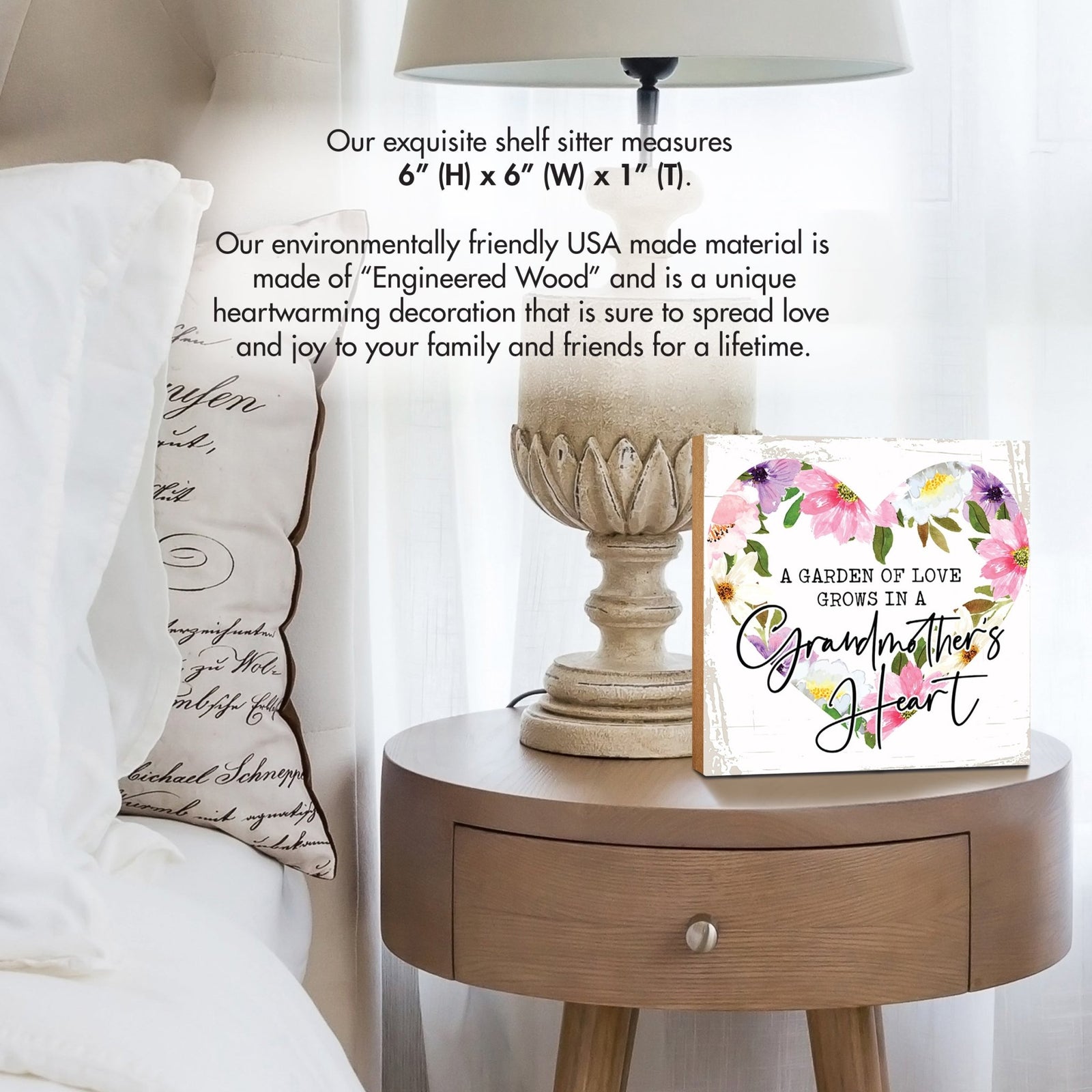 Wooden Unique Shelf Decor and Table Top Signs for Grandmother - A Garden of Love - LifeSong Milestones