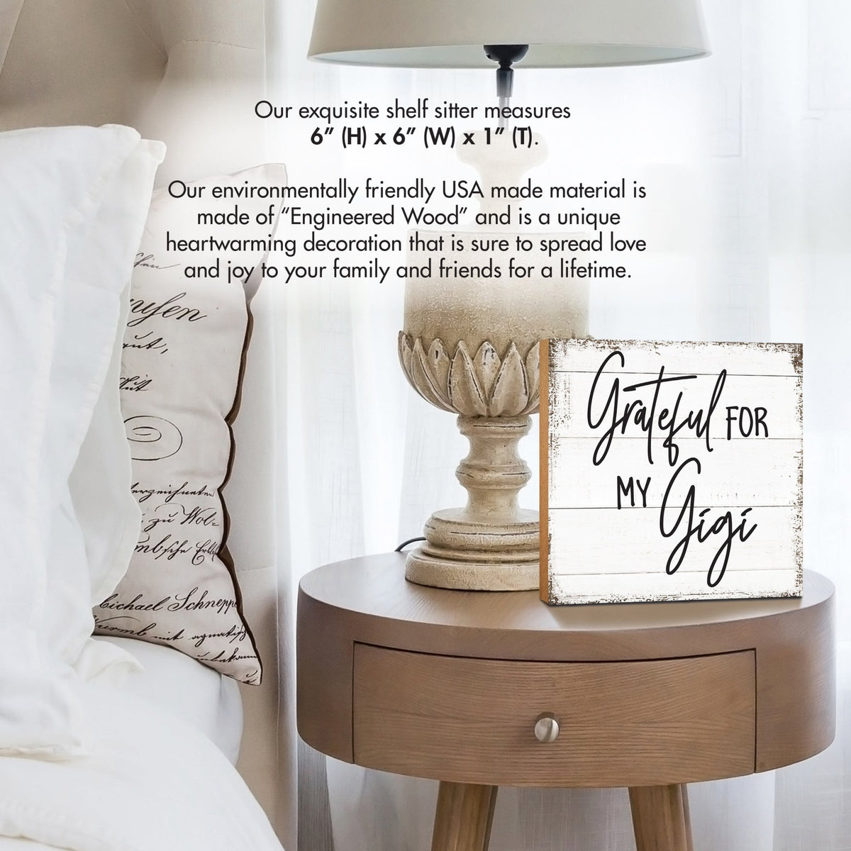 Wooden Unique Shelf Decor and Table Top Signs for Grandmother - Grateful For My - LifeSong Milestones