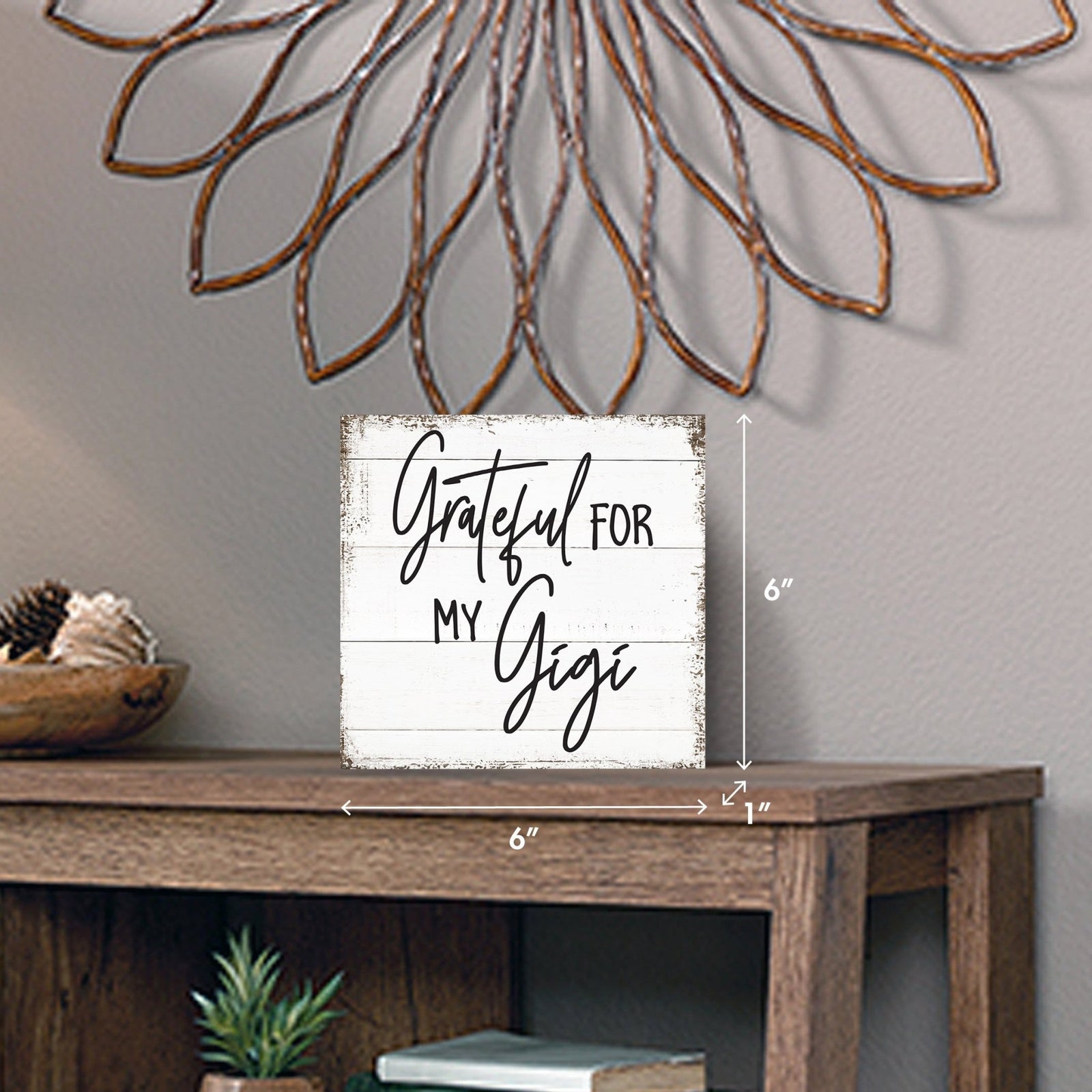Wooden Unique Shelf Decor and Table Top Signs for Grandmother - Grateful For My - LifeSong Milestones