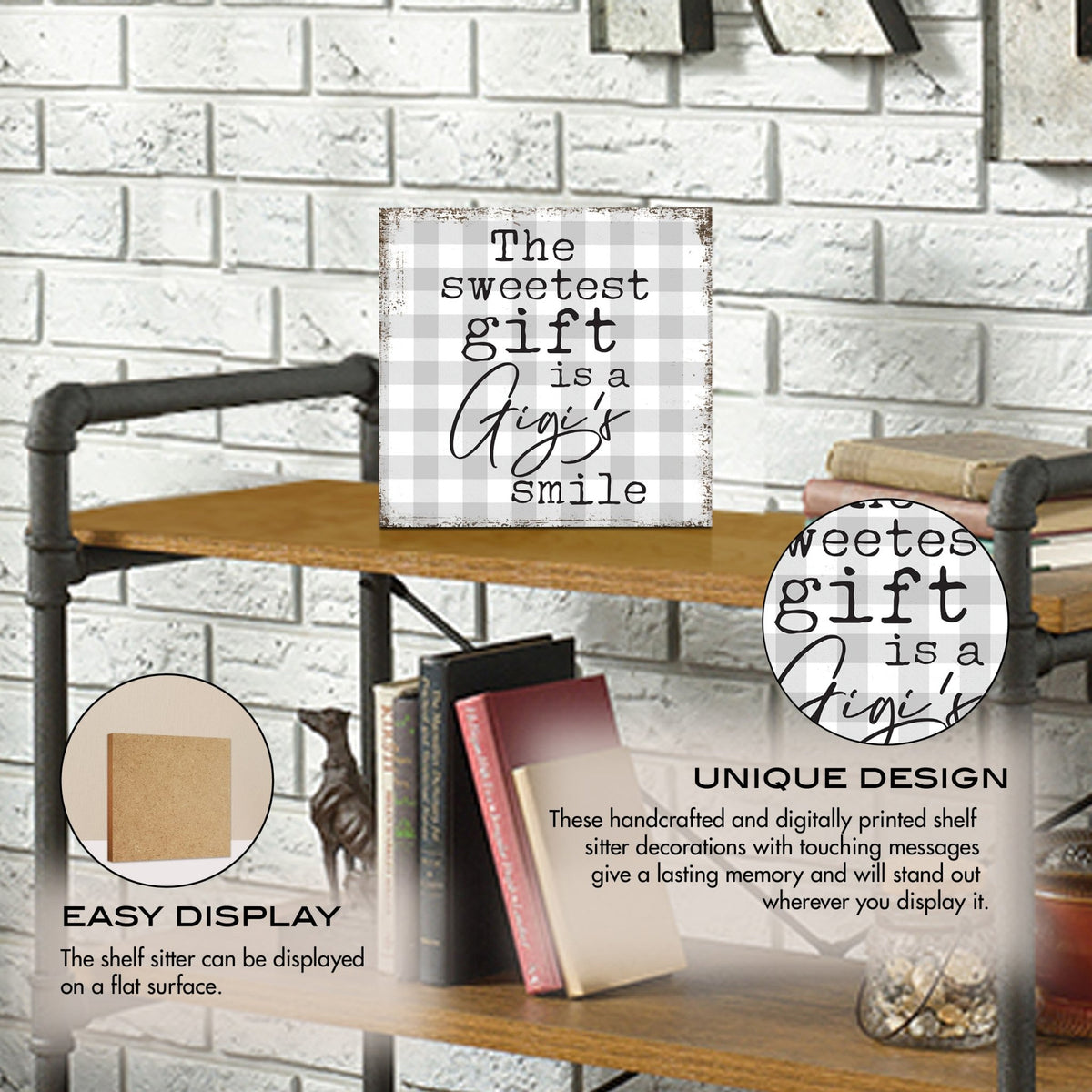 Wooden Unique Shelf Decor and Table Top Signs for Grandmother - The Sweetest Gift - LifeSong Milestones