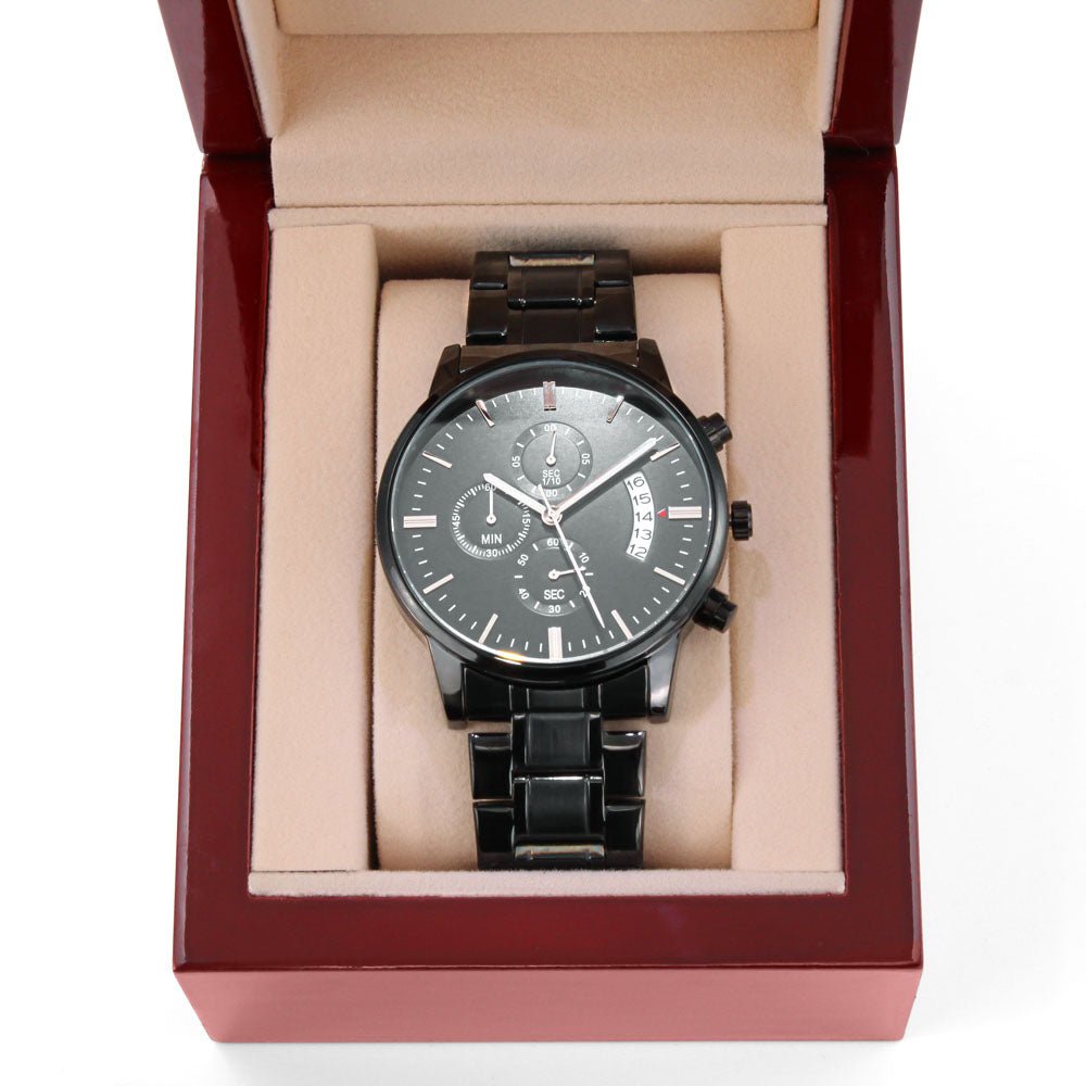 'You're the Best Dad' Custom Watch – Engraved Chronograph Gift for Stepdad Who Stepped Up - LifeSong Milestones