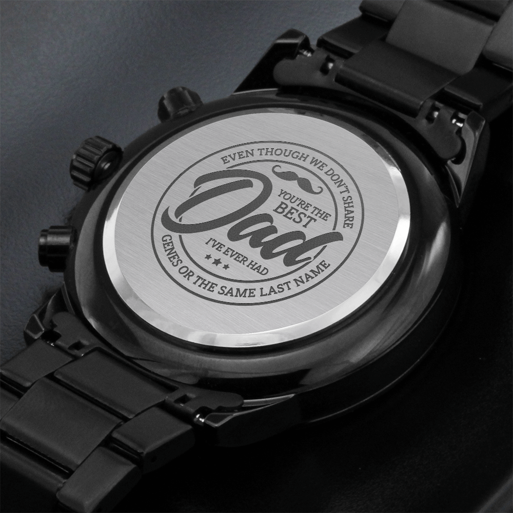 'You're the Best Dad' Custom Watch – Engraved Chronograph Gift for Stepdad Who Stepped Up - LifeSong Milestones