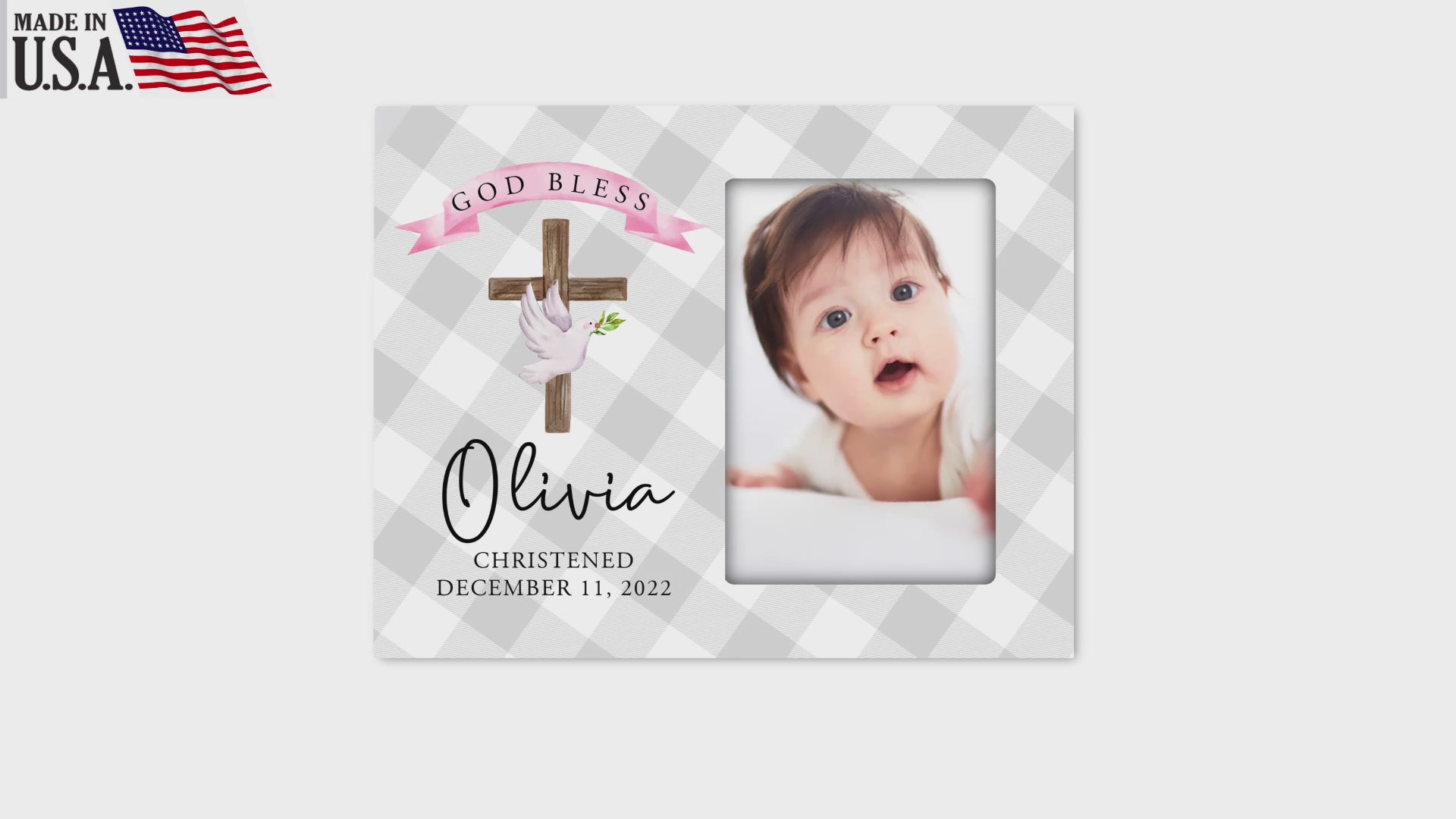 Personalized Wooden Christening Picture Frame