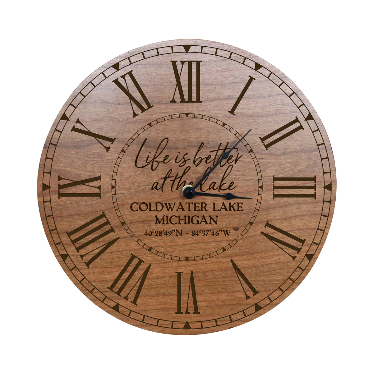 custom wooden 12in family wall clock