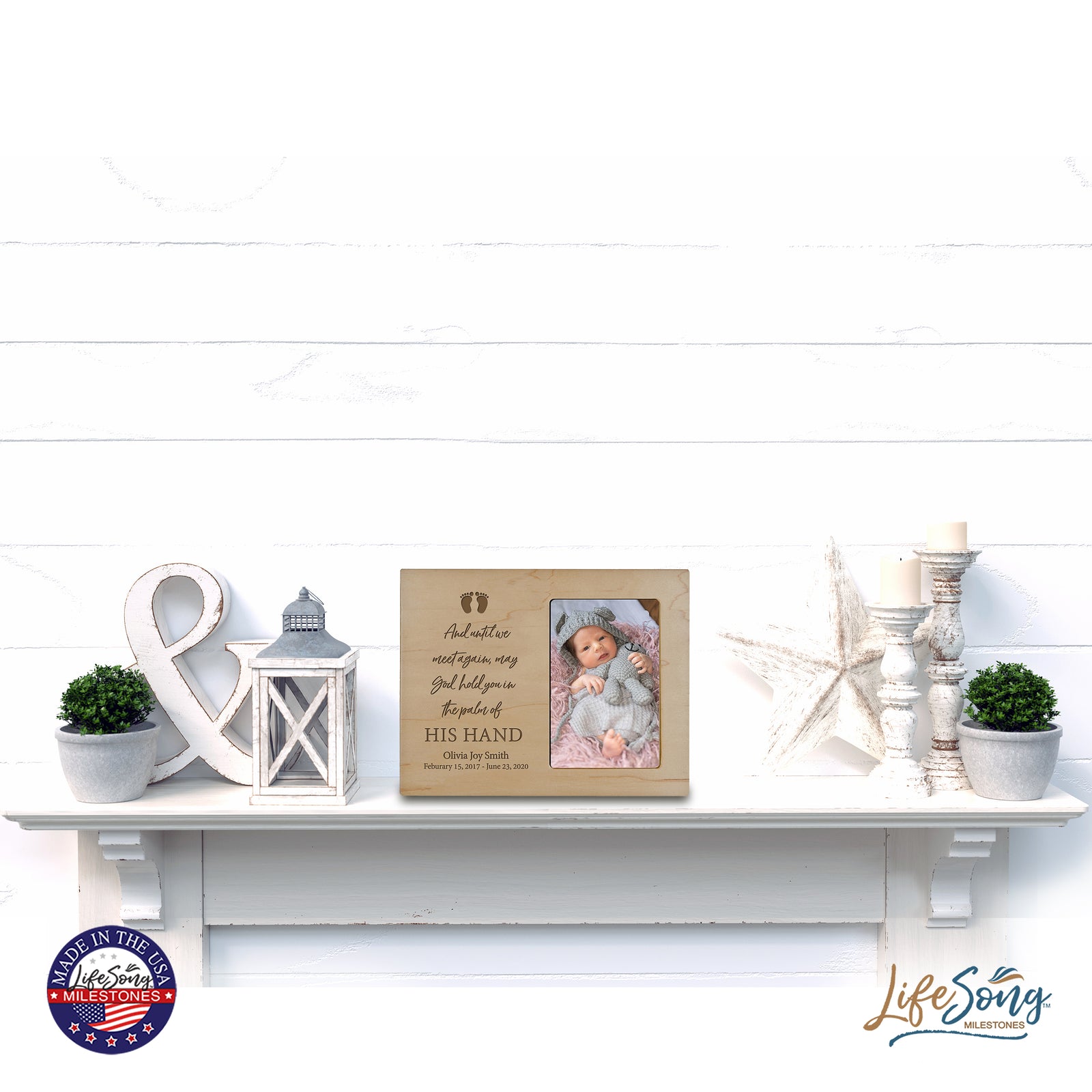 Personalized Wooden Memorial 8x10 Picture Frame holds 4x6 photo for Baby - Until We Meet Again - LifeSong Milestones