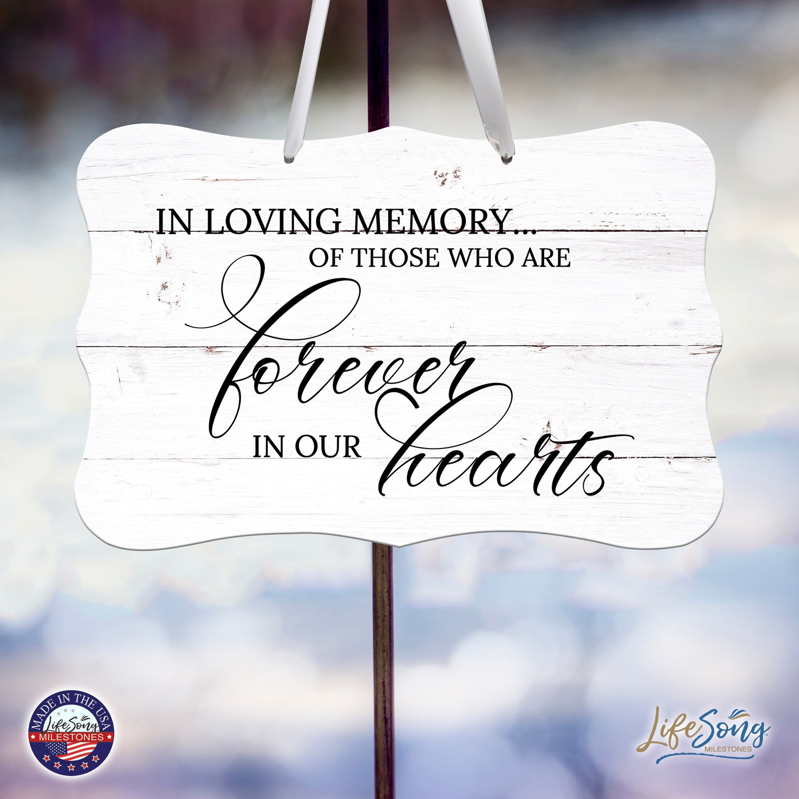 Wooden Memorial Wall Sign Hanging Decor 8x12 for Loss of Loved One - In Loving Memory - LifeSong Milestones