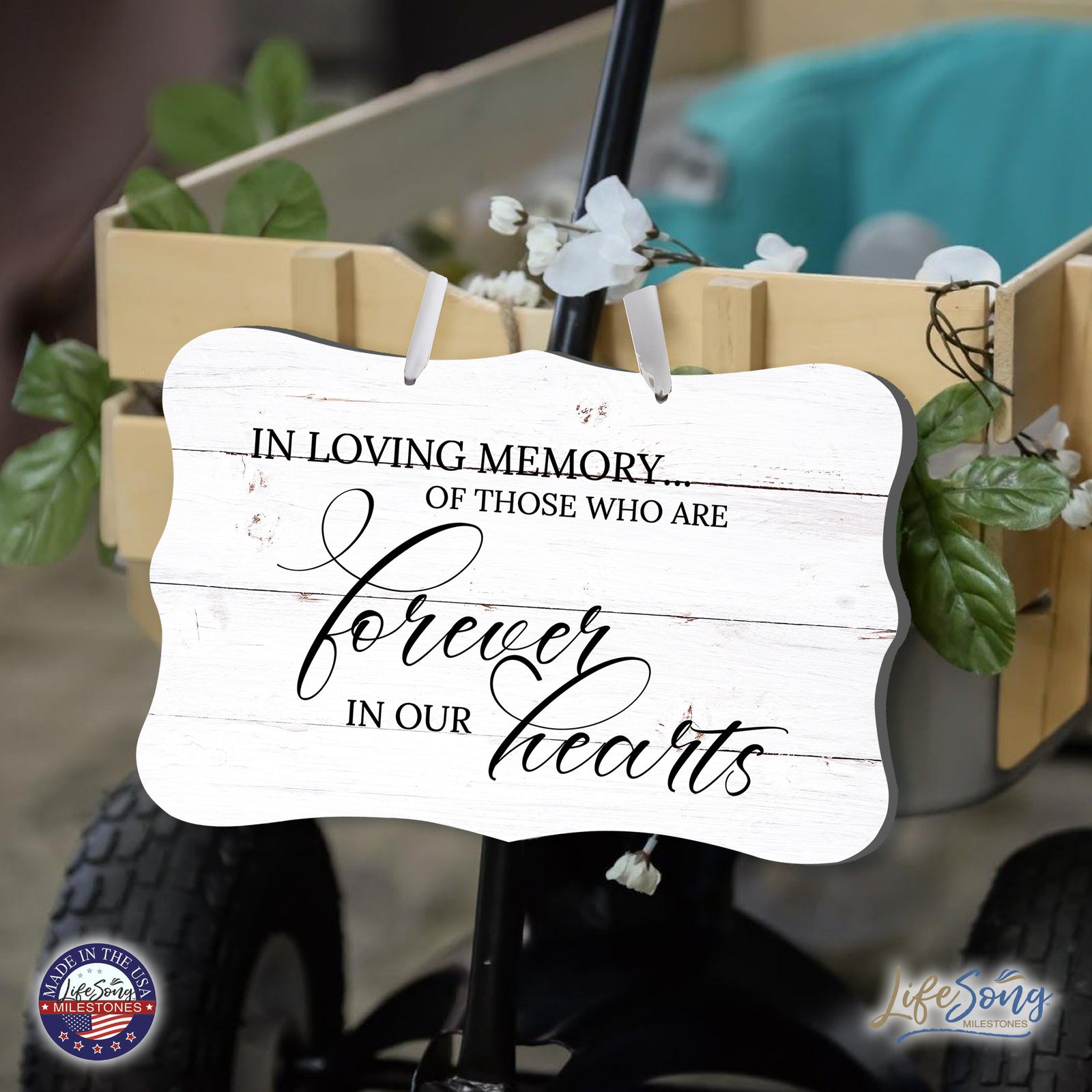 Wooden Memorial Wall Sign Hanging Decor 8x12 for Loss of Loved One - In Loving Memory - LifeSong Milestones