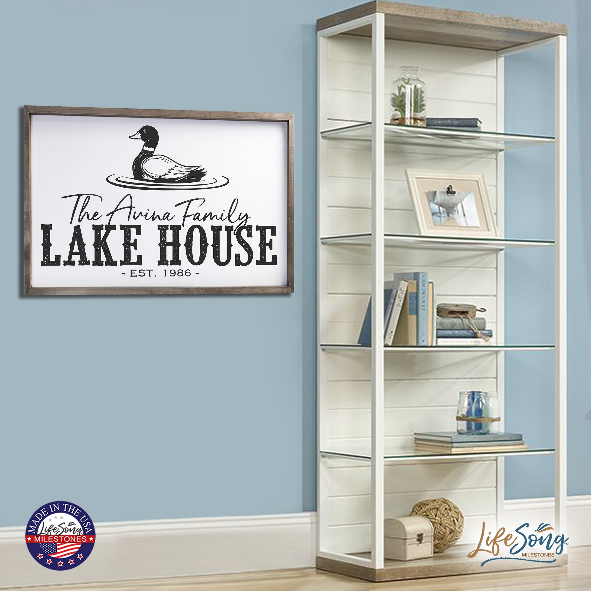 Inspirational Personalized Framed Shadow Box 25x36 - Lake House (Duck)