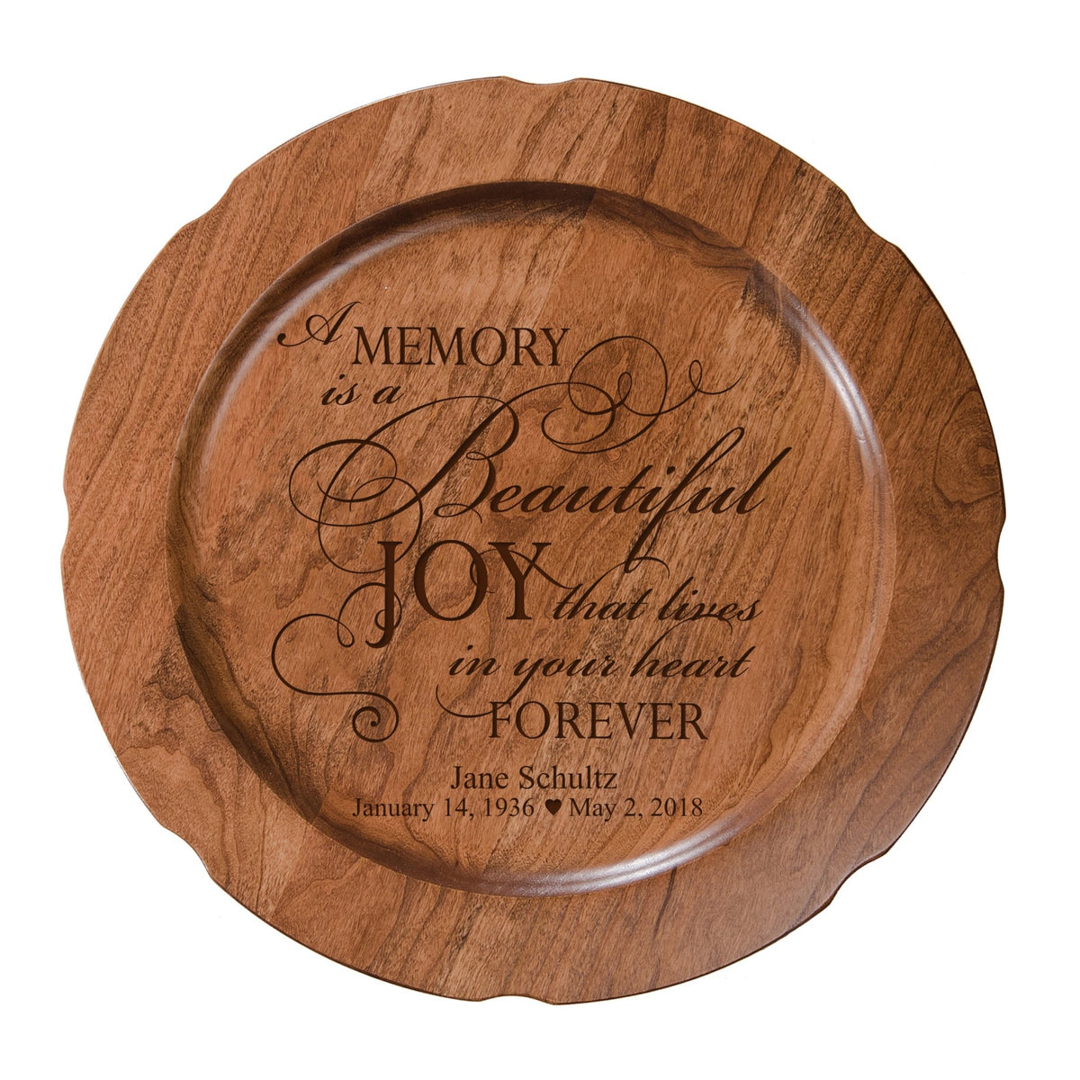 12&quot; Personalized Memorial Wooden Plate - A Memory - LifeSong Milestones