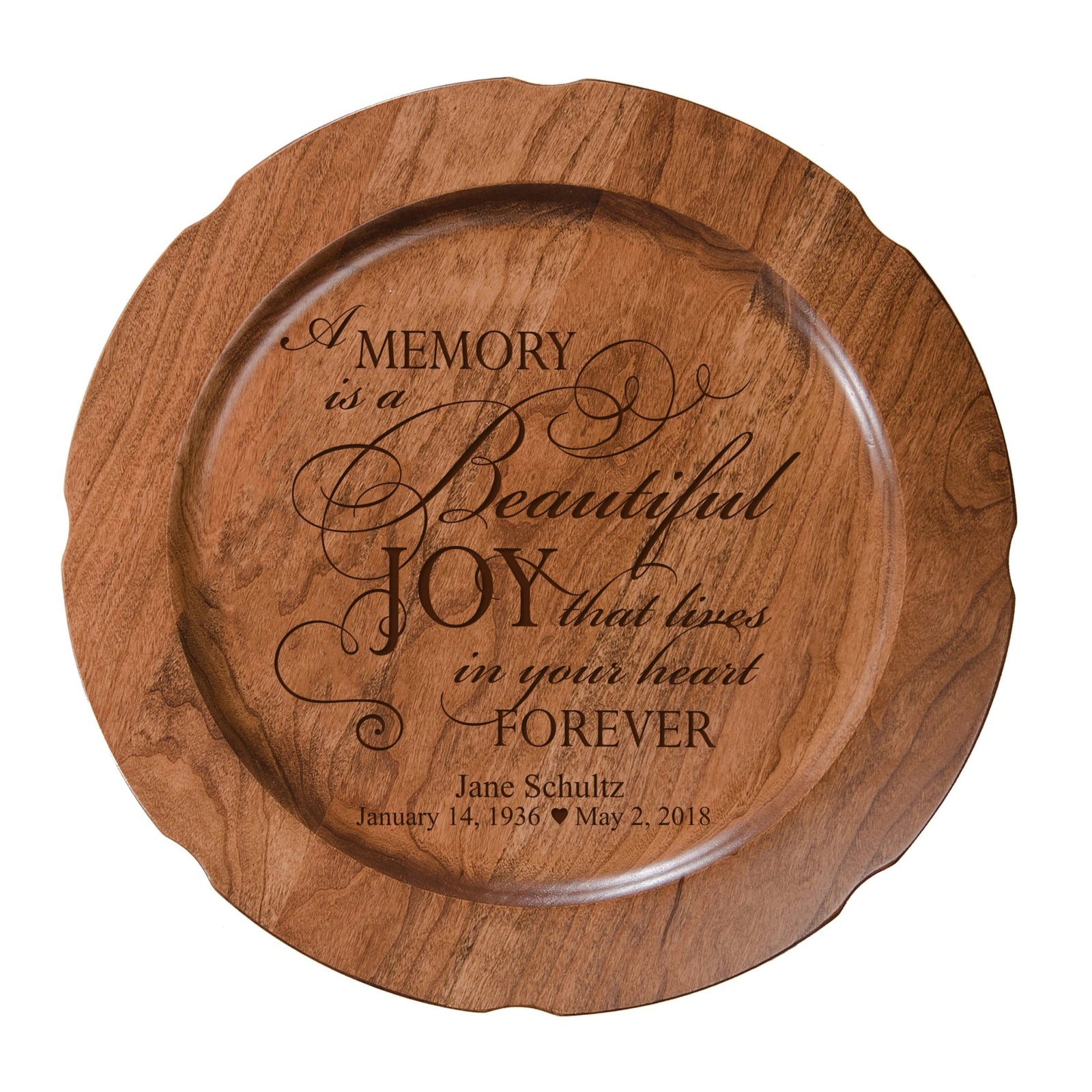 12" Personalized Memorial Wooden Plate - A Memory - LifeSong Milestones