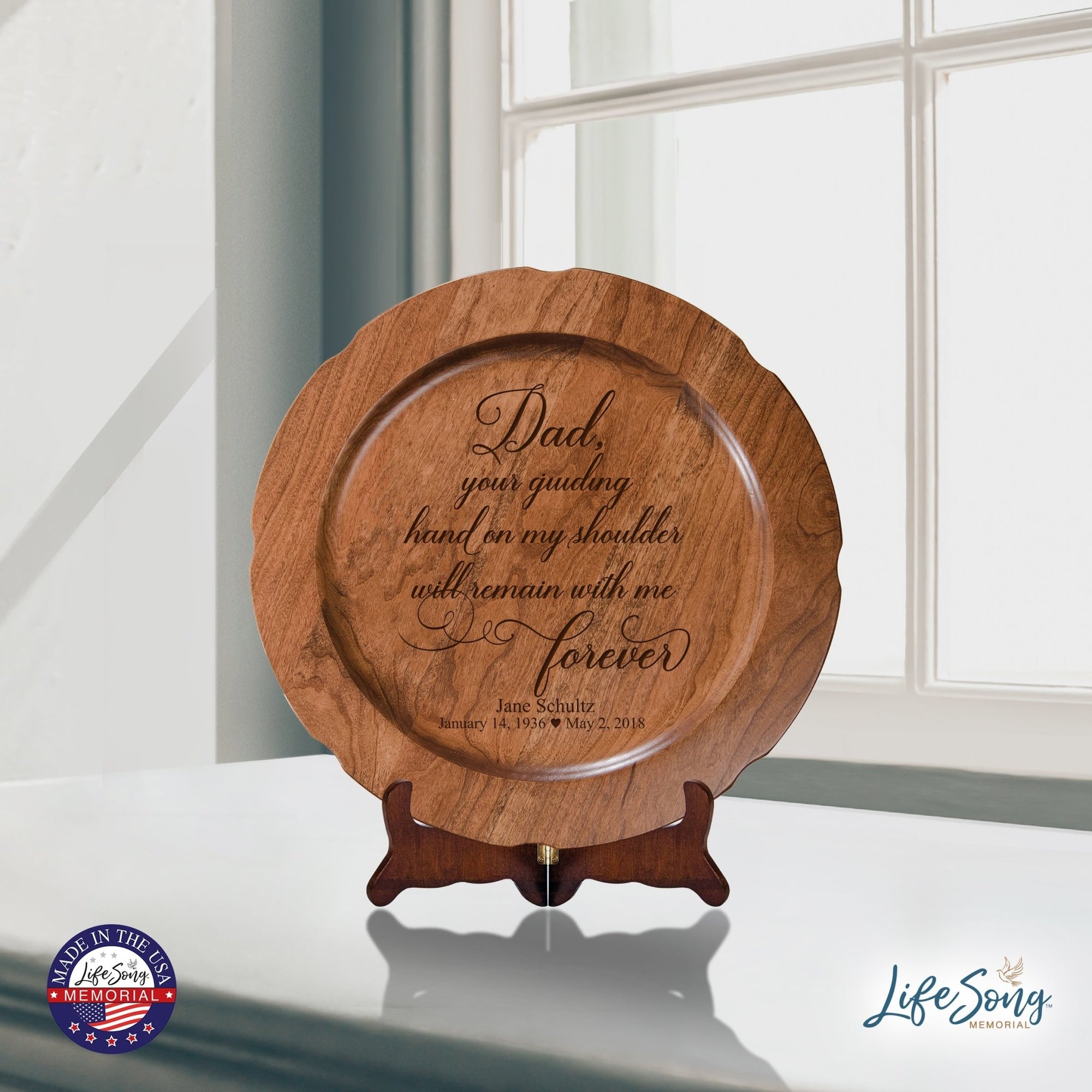 12" Personalized Memorial Wooden Plate - Dad Forever - LifeSong Milestones