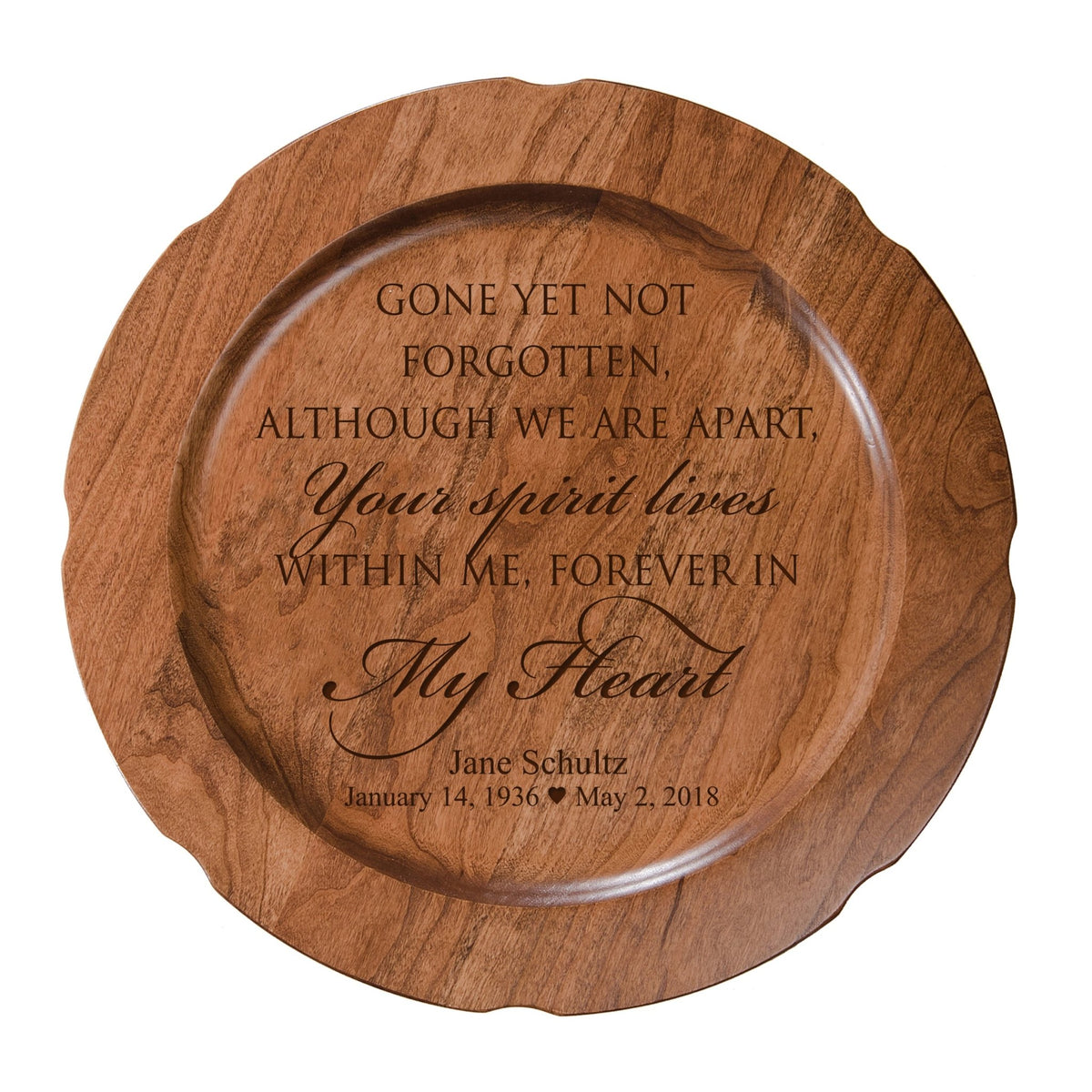 12&quot; Personalized Memorial Wooden Plate - Gone but Not Forgotten - LifeSong Milestones