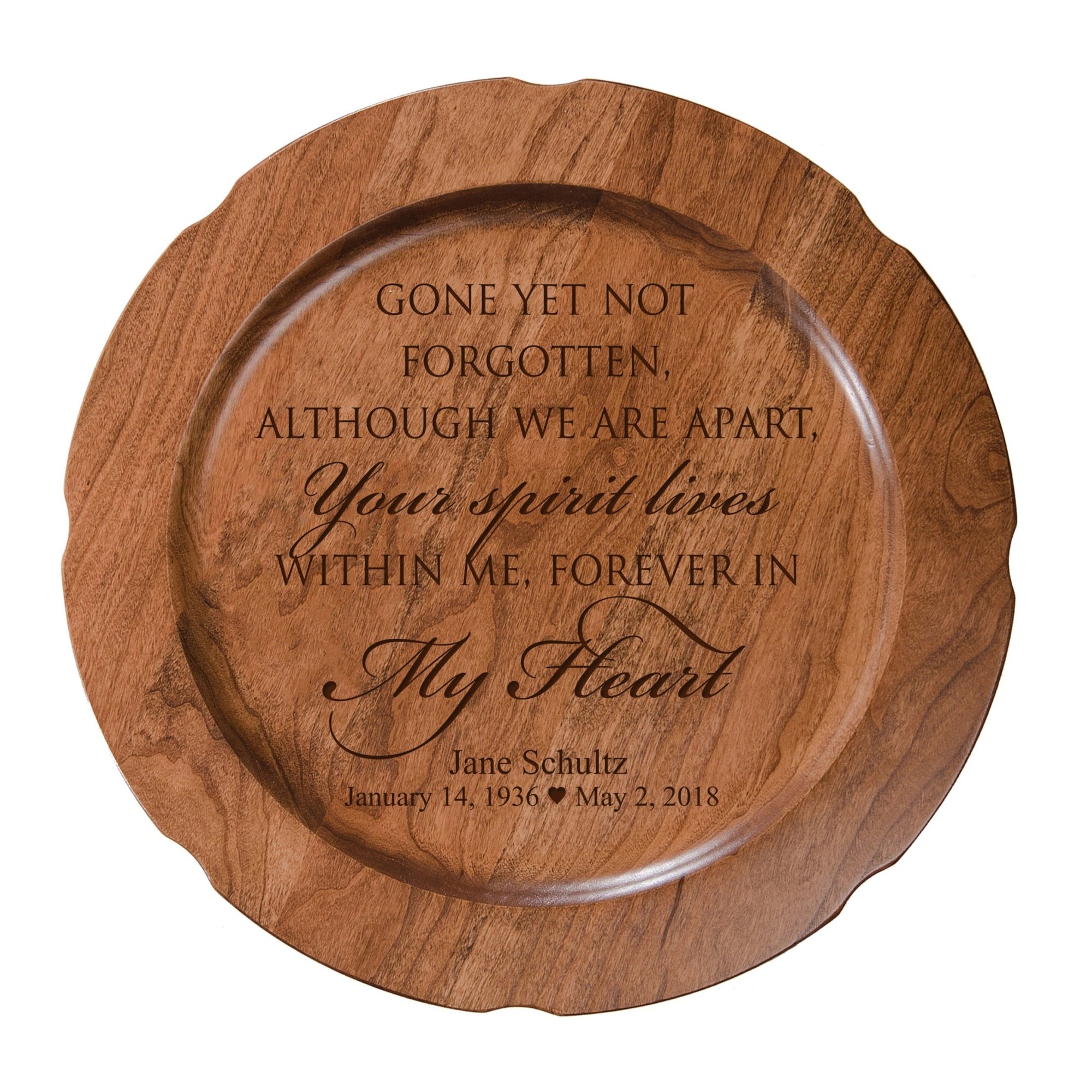 12" Personalized Memorial Wooden Plate - Gone but Not Forgotten - LifeSong Milestones