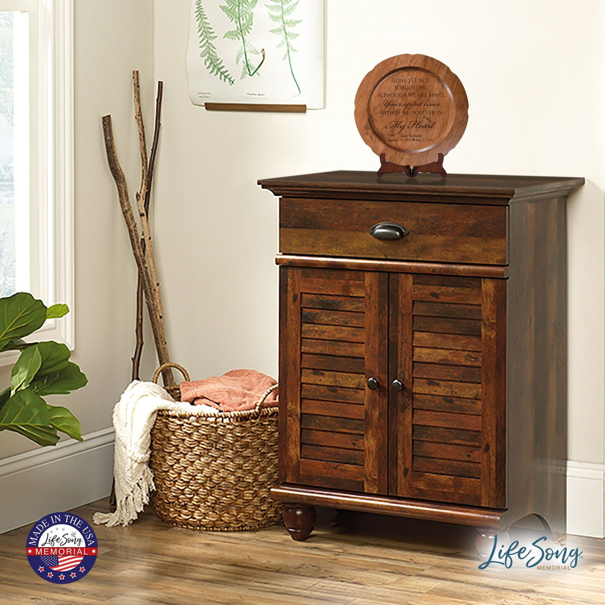 12" Personalized Memorial Wooden Plate - Gone but Not Forgotten - LifeSong Milestones