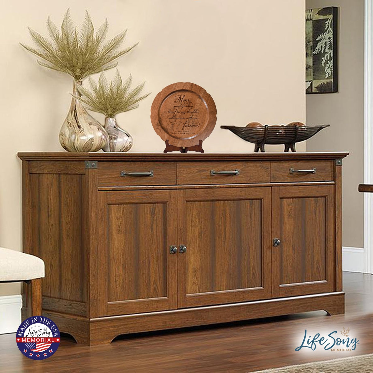 12" Personalized Memorial Wooden Plate - Mom Forever - LifeSong Milestones