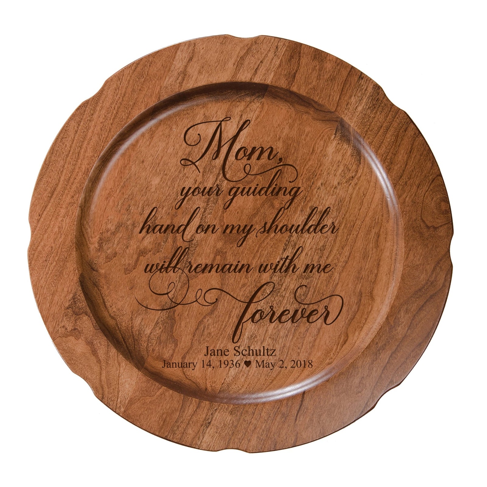 12" Personalized Memorial Wooden Plate - Mom Forever - LifeSong Milestones