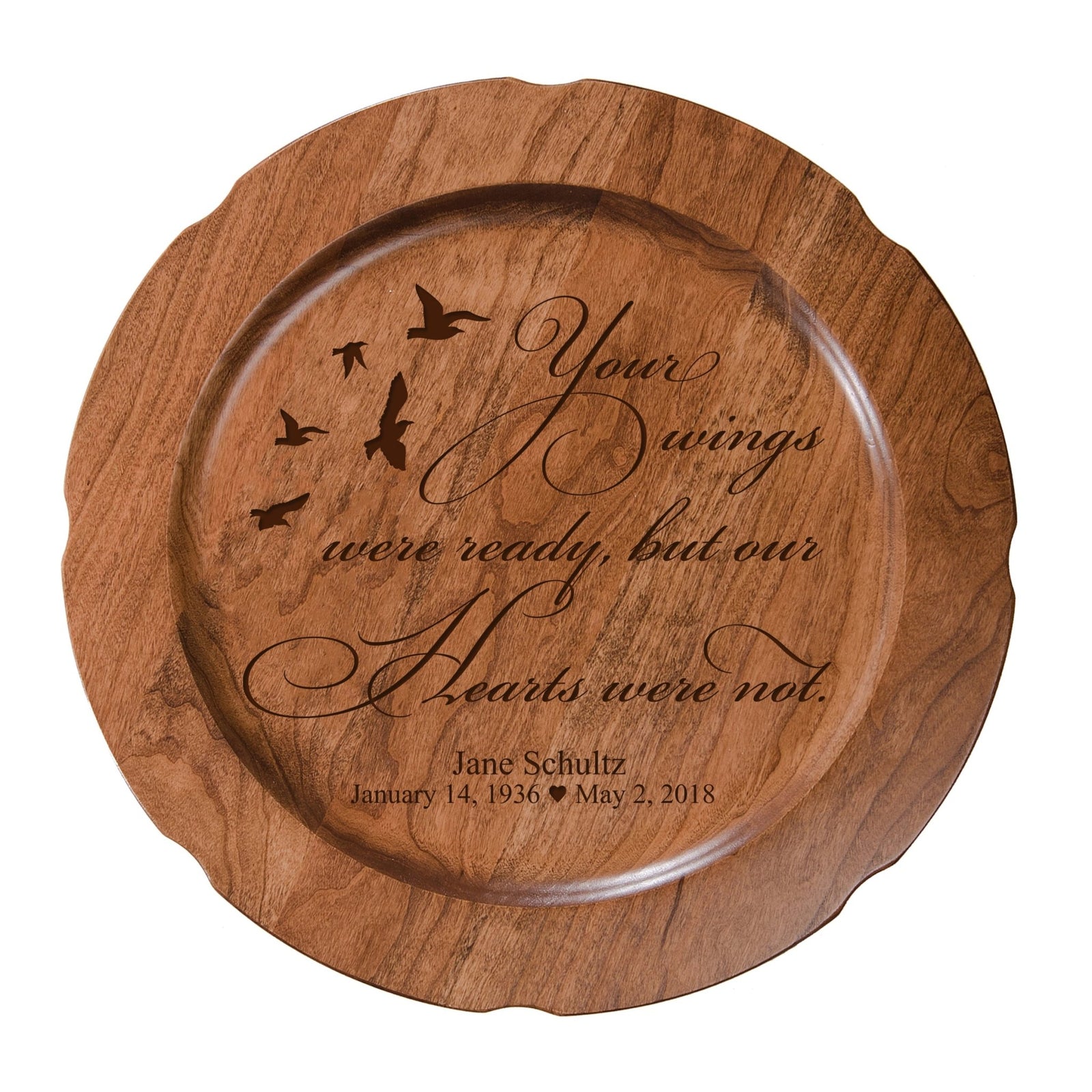 12" Personalized Memorial Wooden Plate - Your Wings - LifeSong Milestones