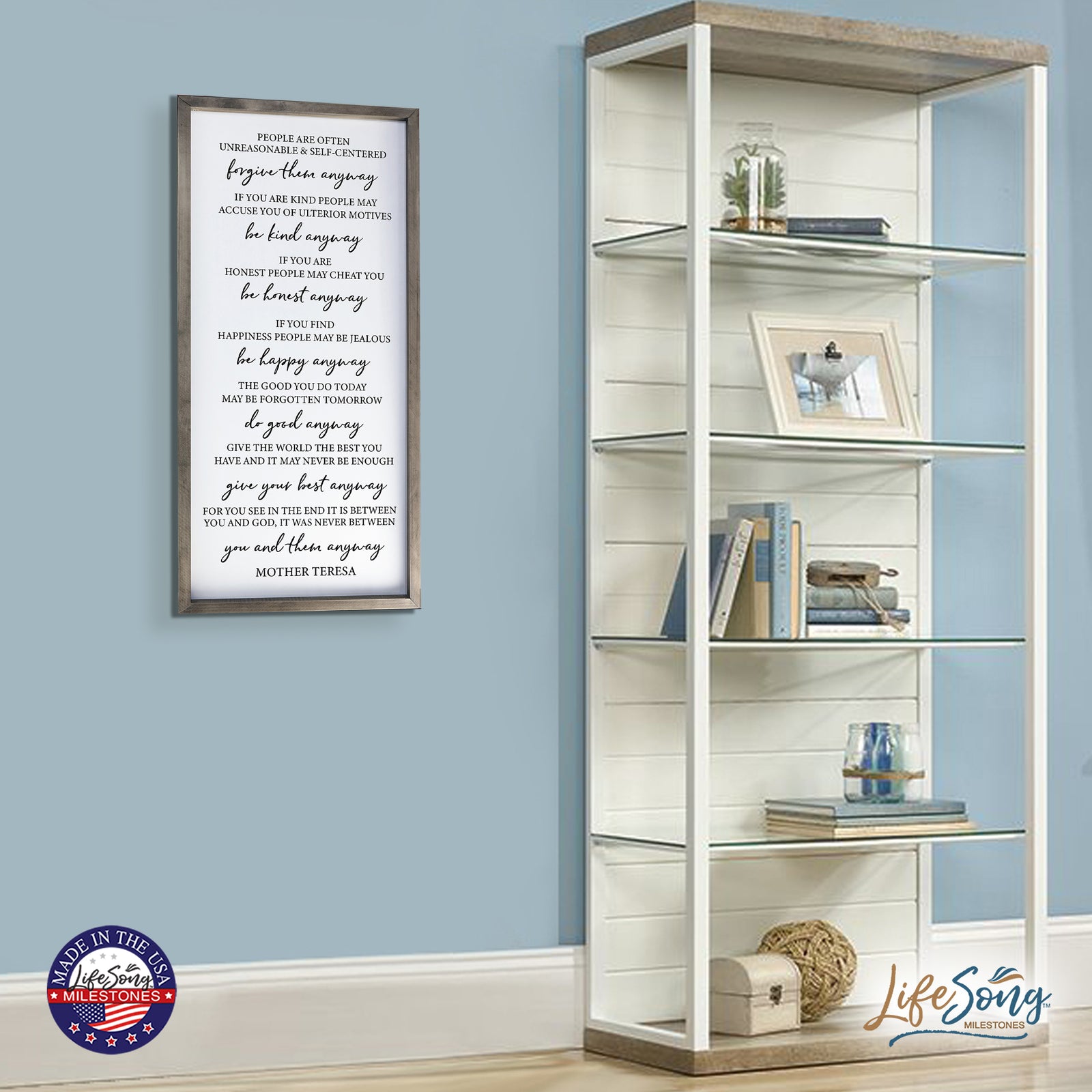 LifeSong Milestones Non-Personalized Home Inspirational Framed Shadow Box  Gift for Parents, Couples Christian Wall Decor for Husband, Wife Housewarming Gift Table and Shelf Sitters 18x36