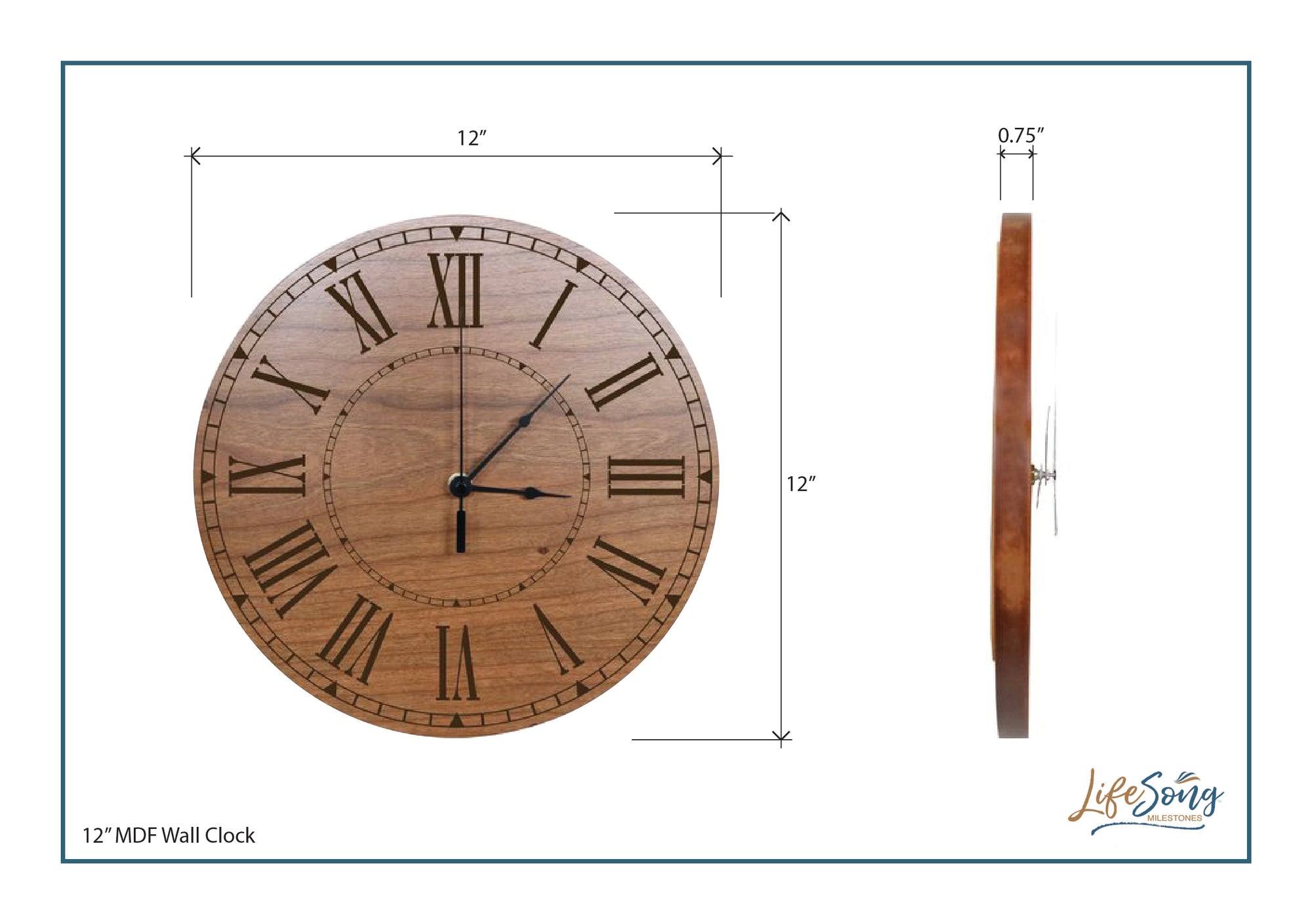 custom wooden 12in family wall clock