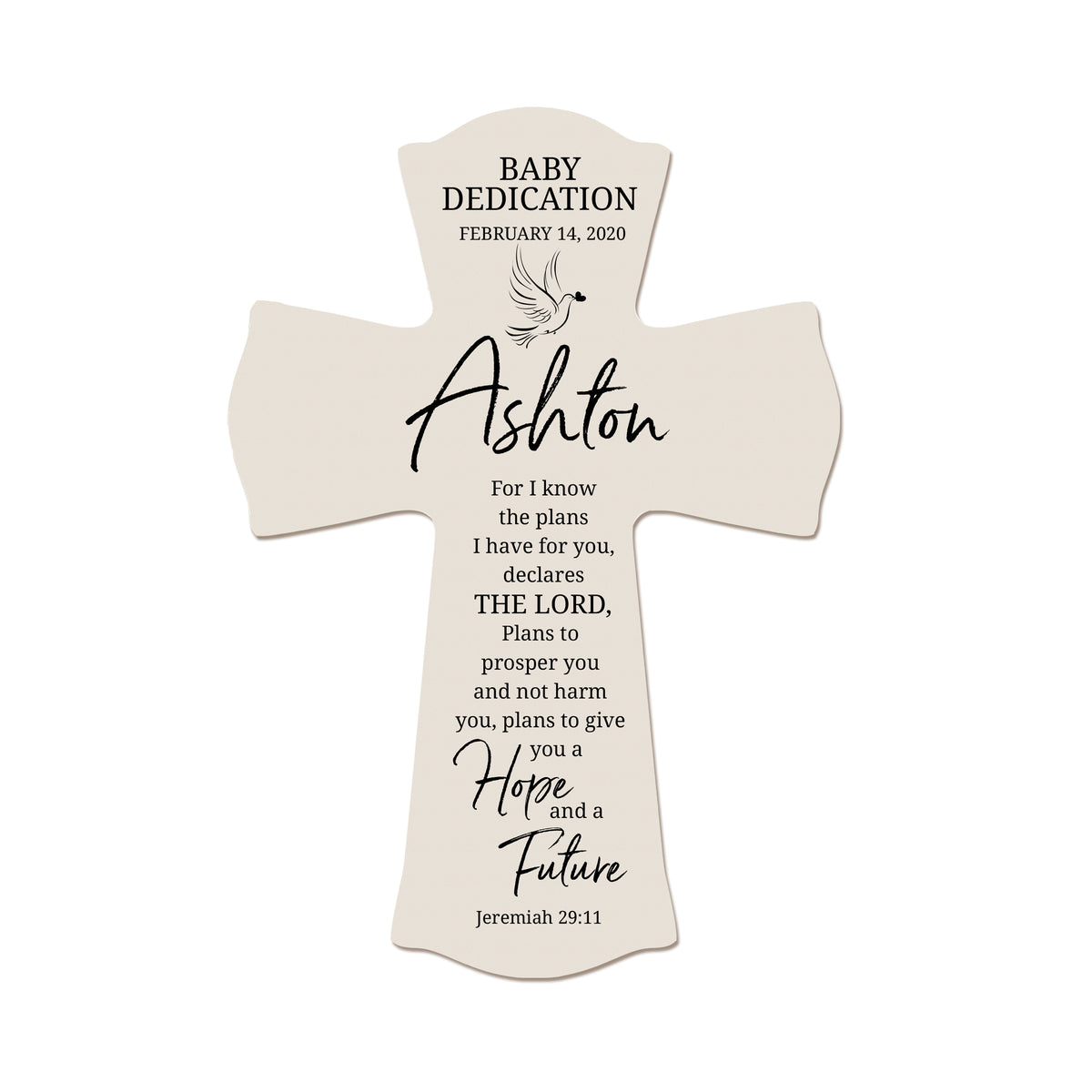 Custom Baby Dedication Wood Wall Cross  - For I Know The Plans - Jeremiah 29:11