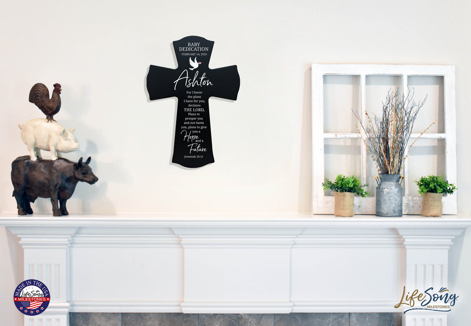 Custom Baby Dedication Wood Wall Cross  - For I Know The Plans - Jeremiah 29:11