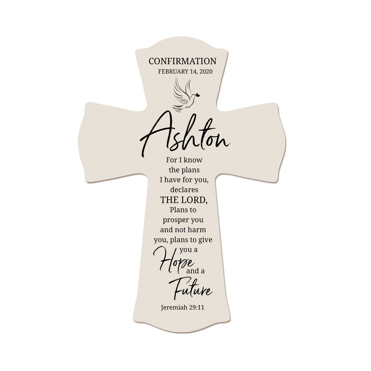 Custom Confirmation Wall Cross - For I Know The Plans - Jeremiah 29:11