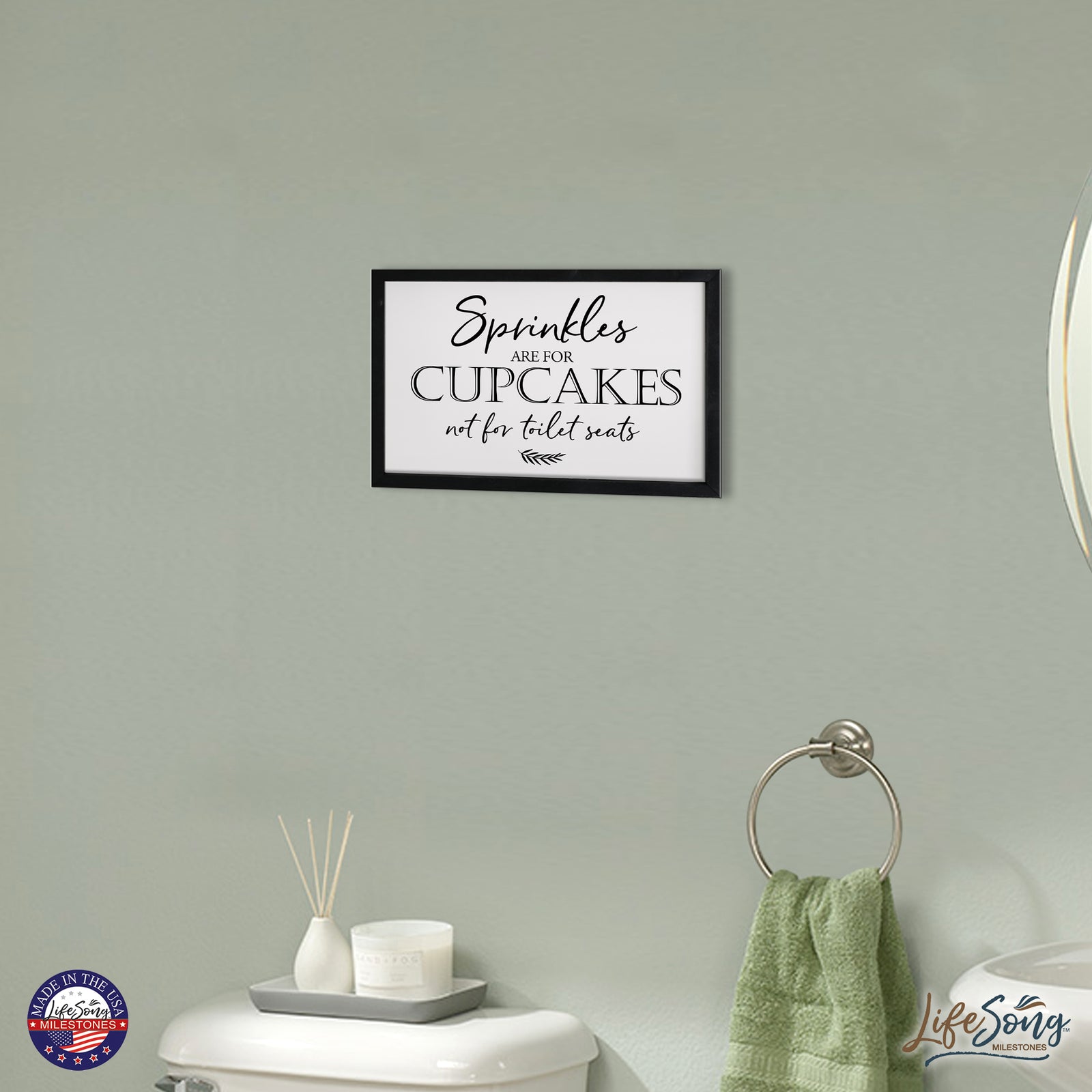 LifeSong Milestones Funny Bathroom Decor Framed Shadow Box (Sprinkles Are For Cupcakes) Gift for Parents, Couples Christian Bathroom Wall Decor for Husband, Wife Bathroom Decor Gift Table and Bath Shelf Sitters 7x10.