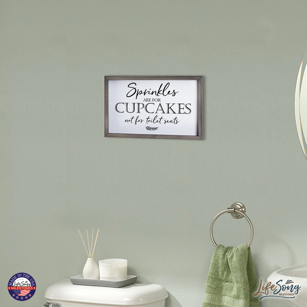 LifeSong Milestones Funny Bathroom Decor Framed Shadow Box (Sprinkles Are For Cupcakes) Gift for Parents, Couples Christian Bathroom Wall Decor for Husband, Wife Bathroom Decor Gift Table and Bath Shelf Sitters 7x10.