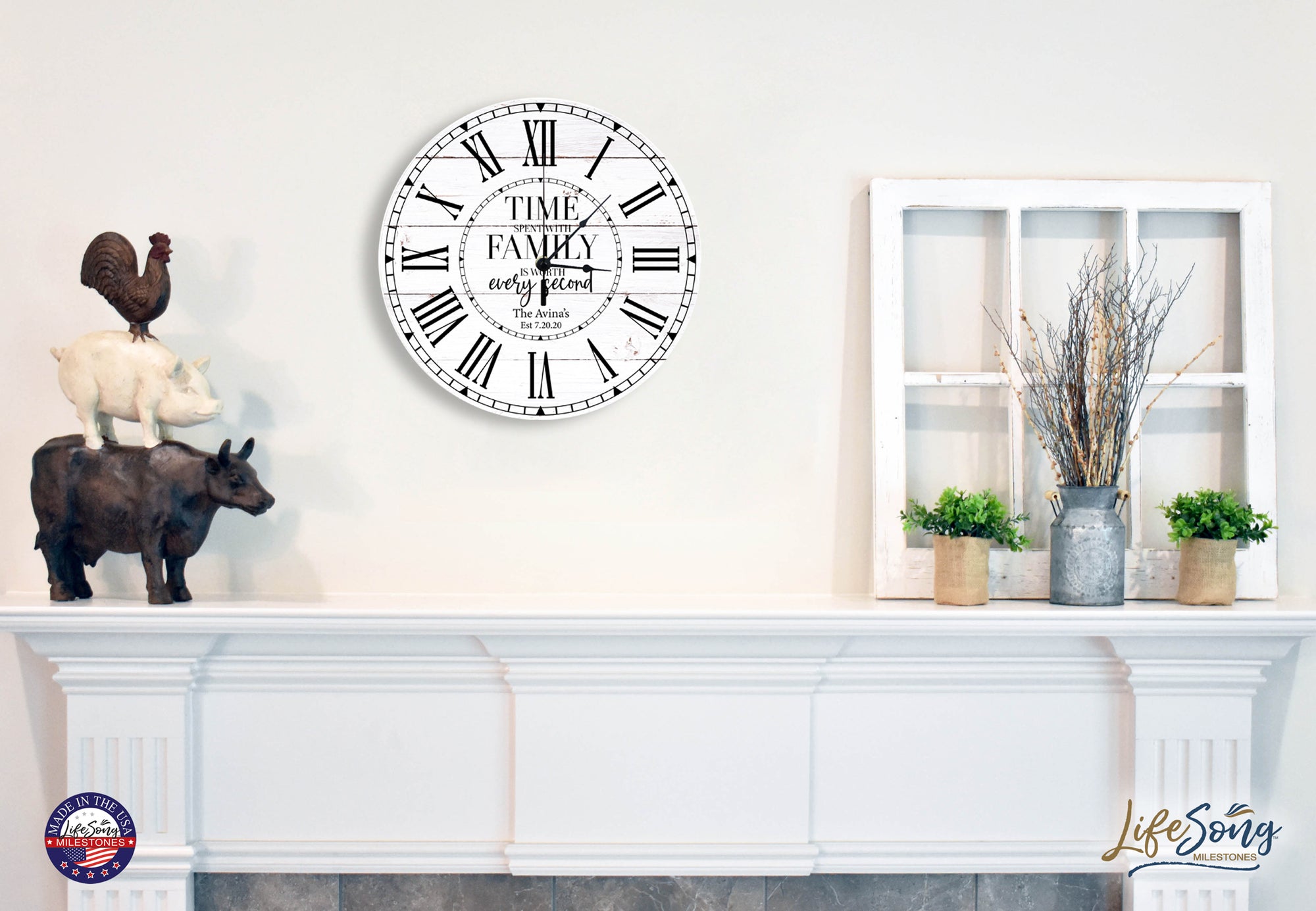 Lifesong Milestones Personalized Inspirational 12” Everyday Home and Family Wall Clock - (The Family). Wooden Decoration for Wedding, Anniversary Gift for Couples, Parents, Him, Her, Husband, Wife