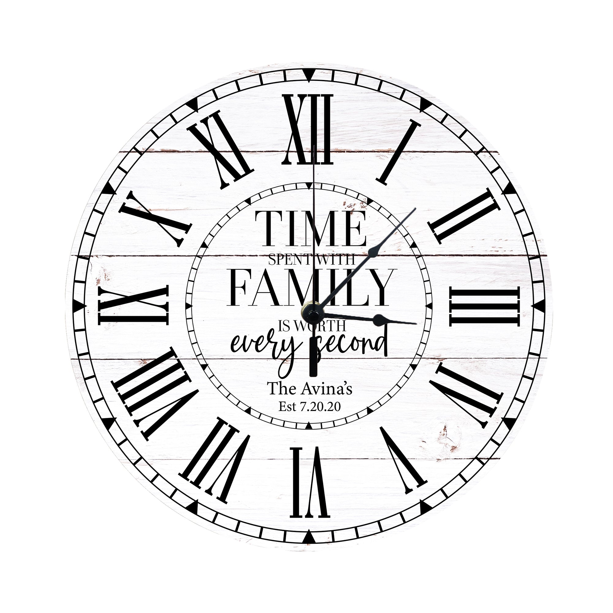 Lifesong Milestones Personalized Inspirational 12” Everyday Home and Family Wall Clock - (The Family). Wooden Decoration for Wedding, Anniversary Gift for Couples, Parents, Him, Her, Husband, Wife