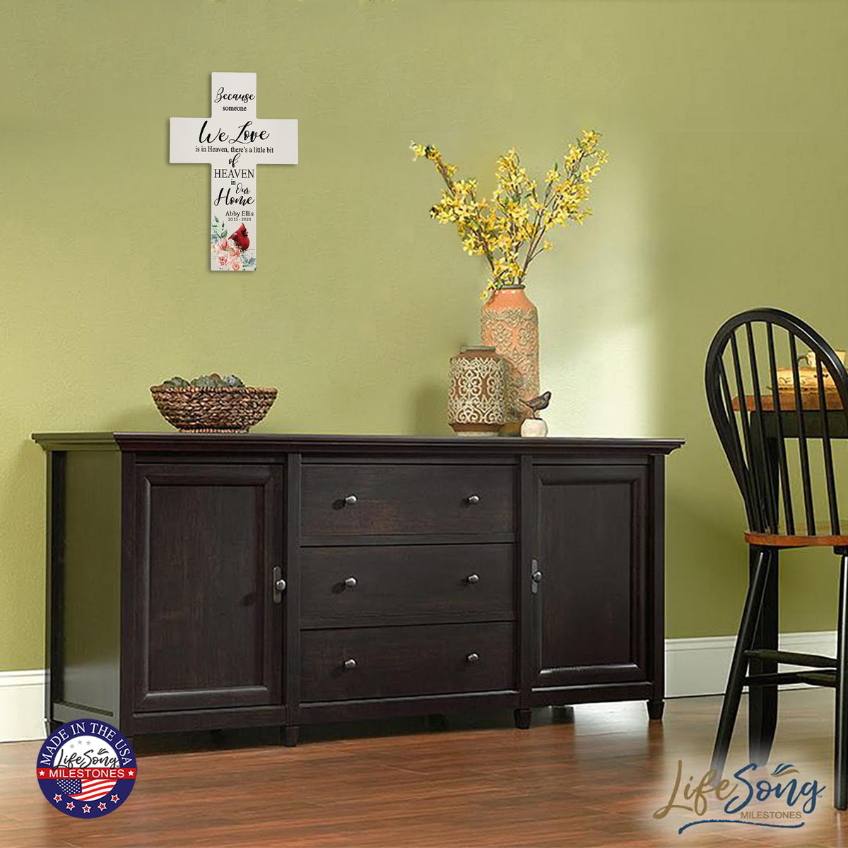 Custom Memorial Wall Cross - Because Someone We Love (Cardinal)