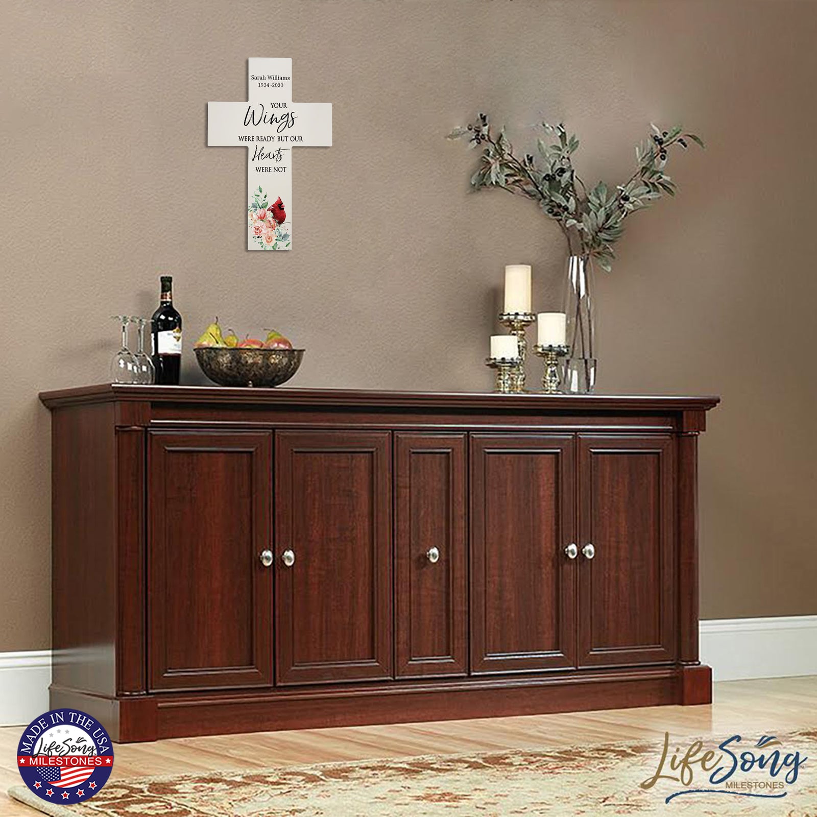 Custom Everyday Memorial Wall Cross 9.25x14 Your Wings Were