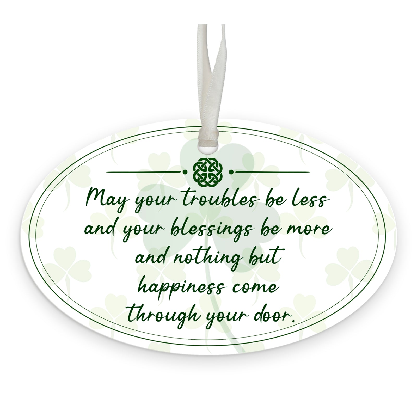 St. Patrick’s Day Irish Everyday Oval Ornament 4x2.5 - May Your Trouble Be Less