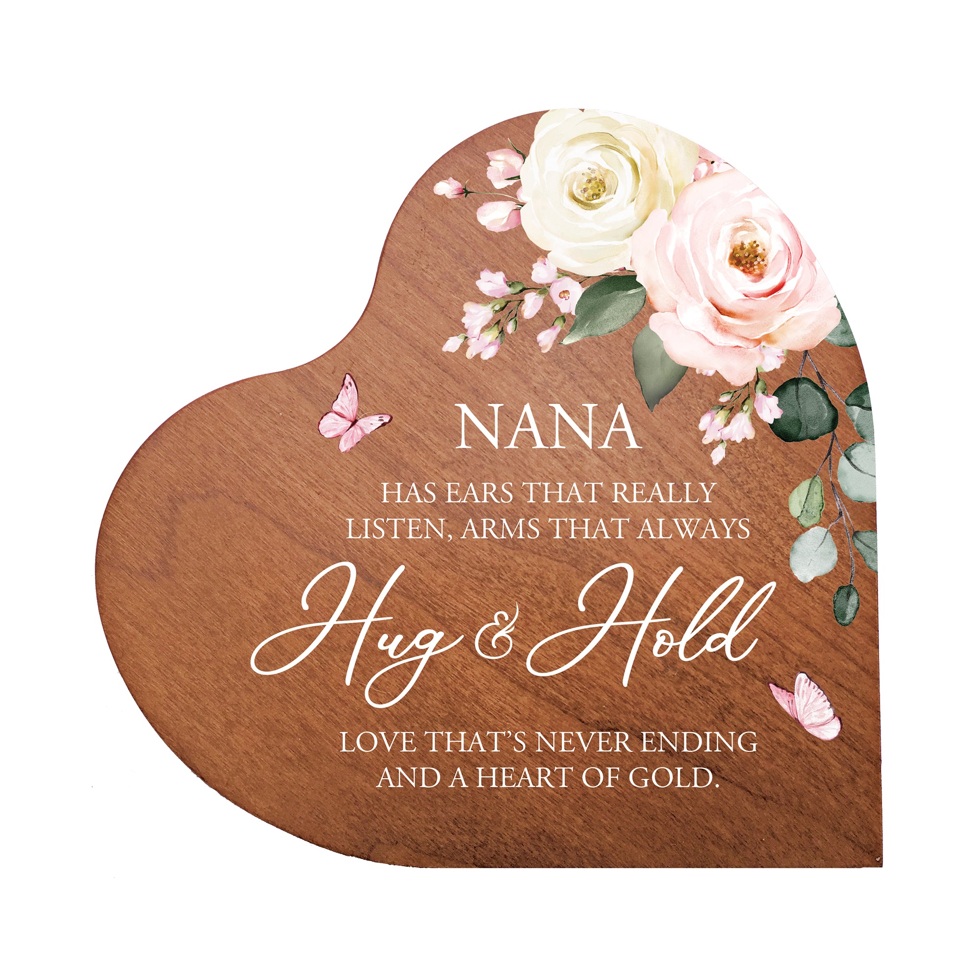 Lifesong Milestones Unique Grandmother’s Love Heart Block- 5in with Inspirational verse - Nana, Hug and Hold. A housewarming keepsake gift to a beloved family member or friend