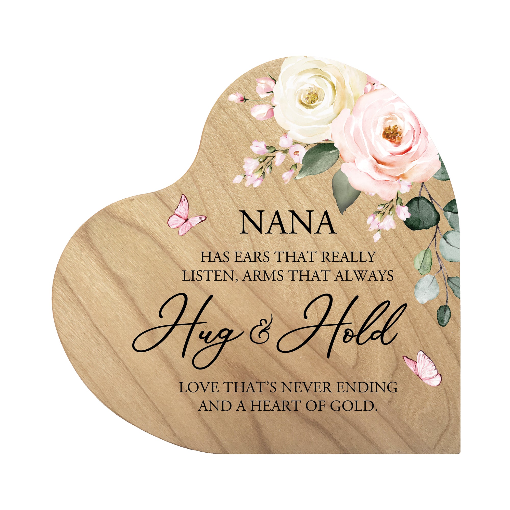 Lifesong Milestones Unique Grandmother’s Love Heart Block- 5in with Inspirational verse - Nana, Hug and Hold. A housewarming keepsake gift to a beloved family member or friend