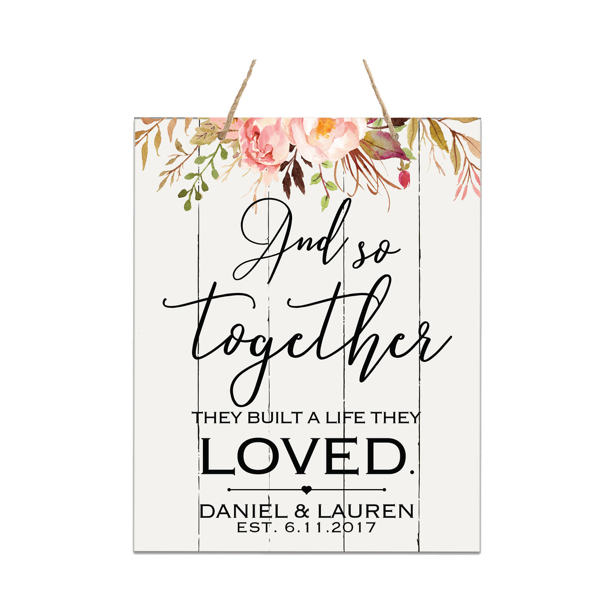 Personalized Modern Wooden Vertical Wall Hanging Rope Sign 12x15 - Home - LifeSong Milestones