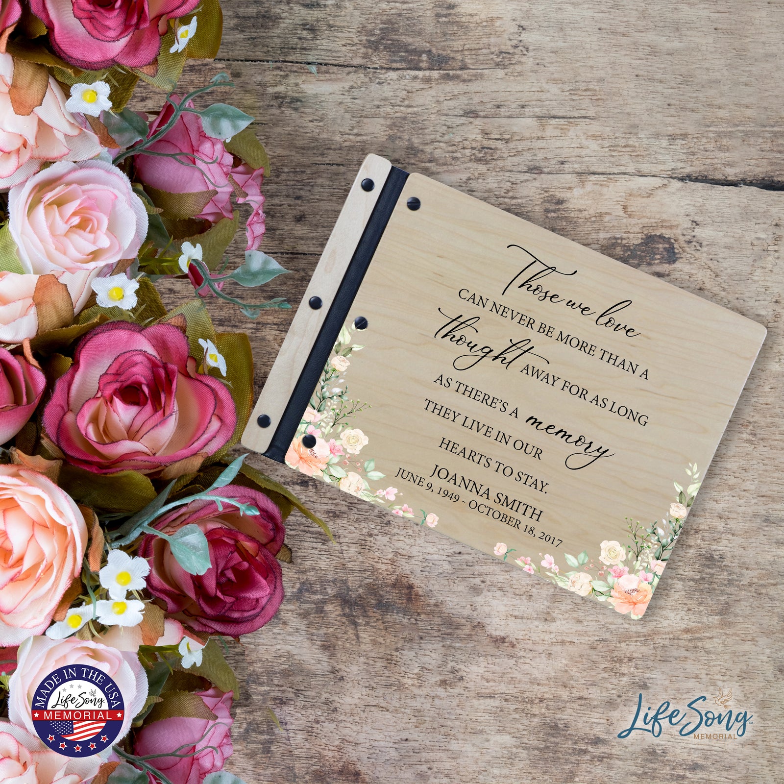 Custom Large Wooden Memorial Guestbook 13.375x10in - Those We Love (Maple)