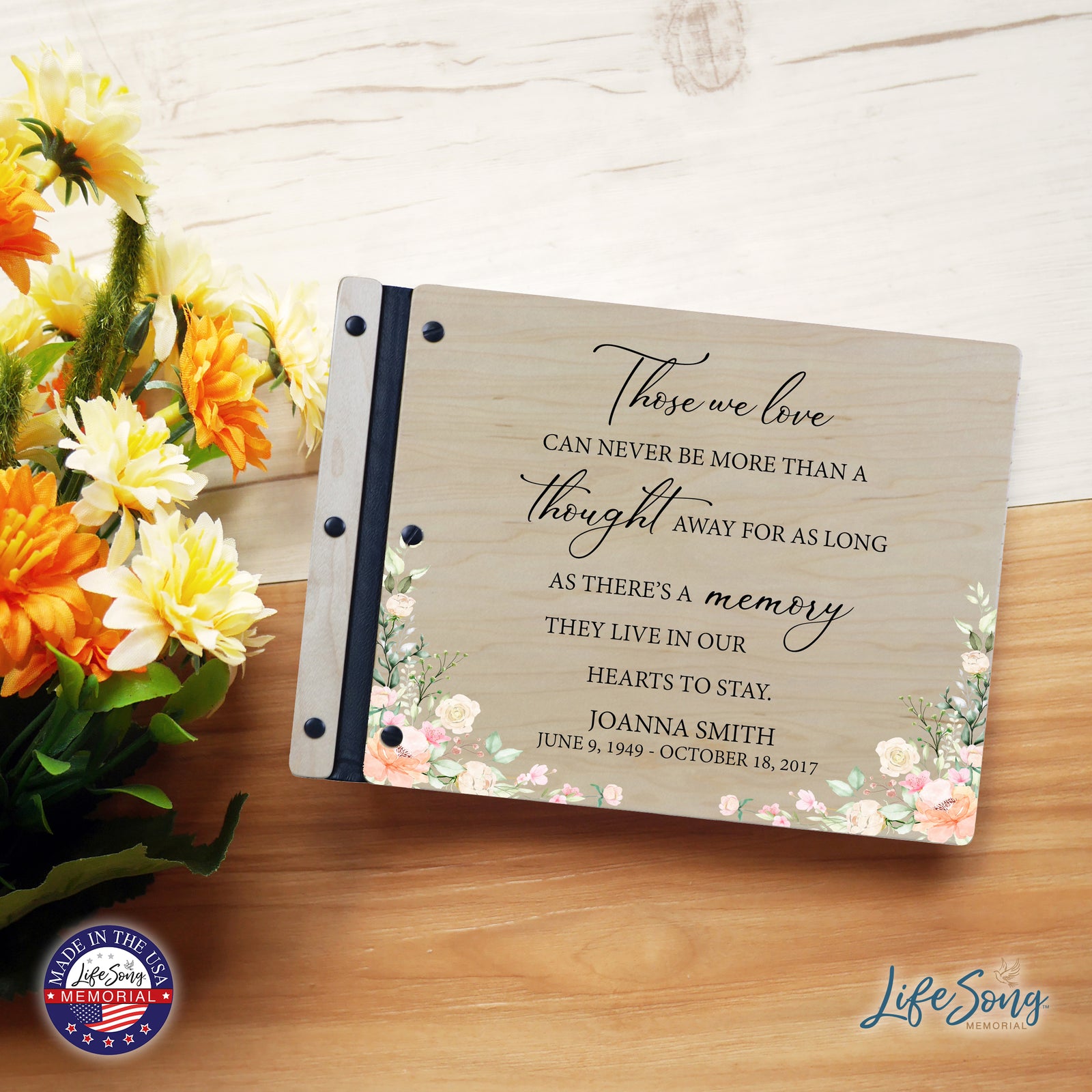 Custom Large Wooden Memorial Guestbook 13.375x10in - Those We Love (Maple)