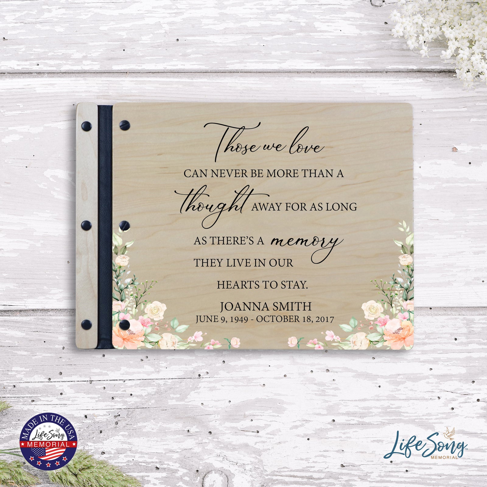 Custom Large Wooden Memorial Guestbook 13.375x10in - Those We Love (Maple)