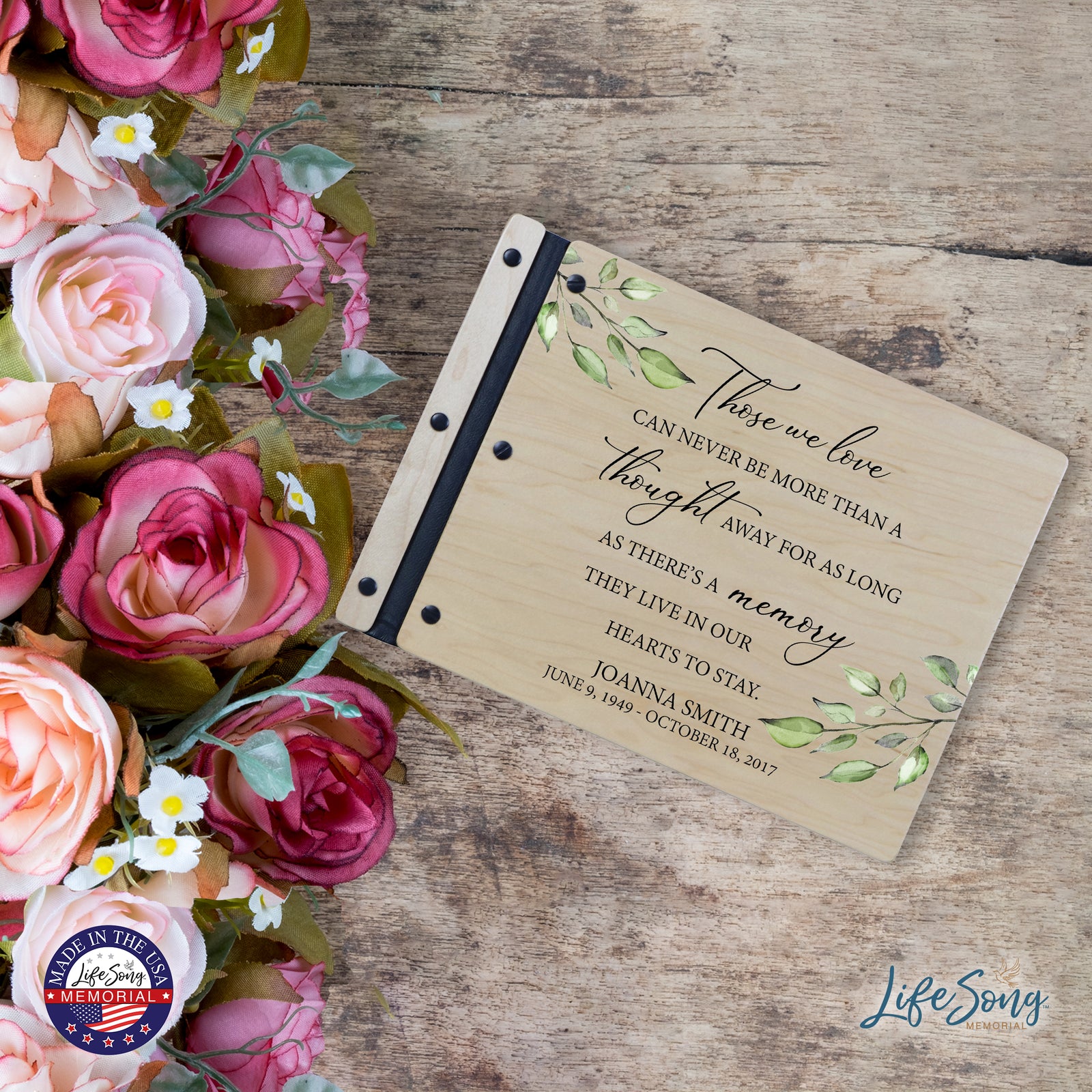 Lifesong Milestones | Funeral Guest Book Custom Engraved Wooden Memorial Guestbook. Celebration of Life Guest Book Remembrance In Loving Memory Keepsake, memorial guestbook, a life remembered a memorial guestbook, personalized memorial guestbook, custom guestbook, funeral guestbook, personalized guestbook, guestbook for funeral.