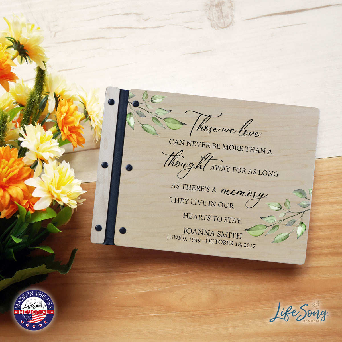 Lifesong Milestones | Funeral Guest Book Custom Engraved Wooden Memorial Guestbook. Celebration of Life Guest Book Remembrance In Loving Memory Keepsake, memorial guestbook, a life remembered a memorial guestbook, personalized memorial guestbook, custom guestbook, funeral guestbook, personalized guestbook, guestbook for funeral.